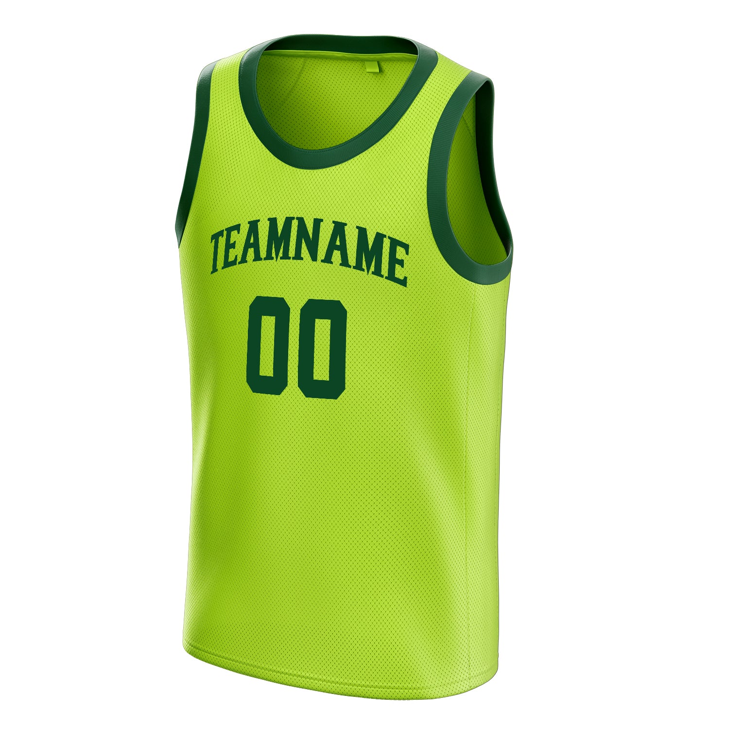 Personalized Neon Green & Green Solid Color Basketball Jersey