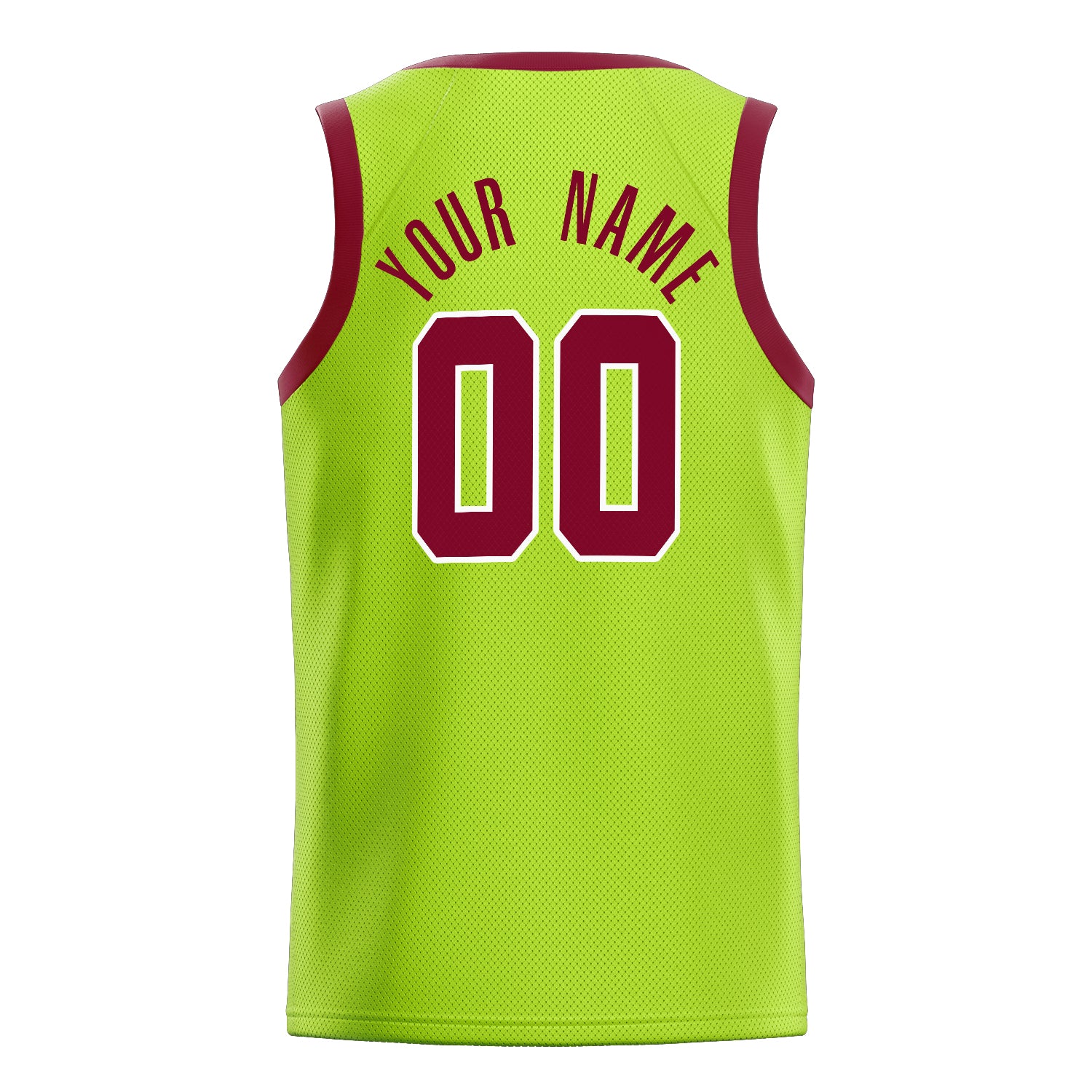 Personalized Neon Green & Maroon Solid Color Basketball Jersey