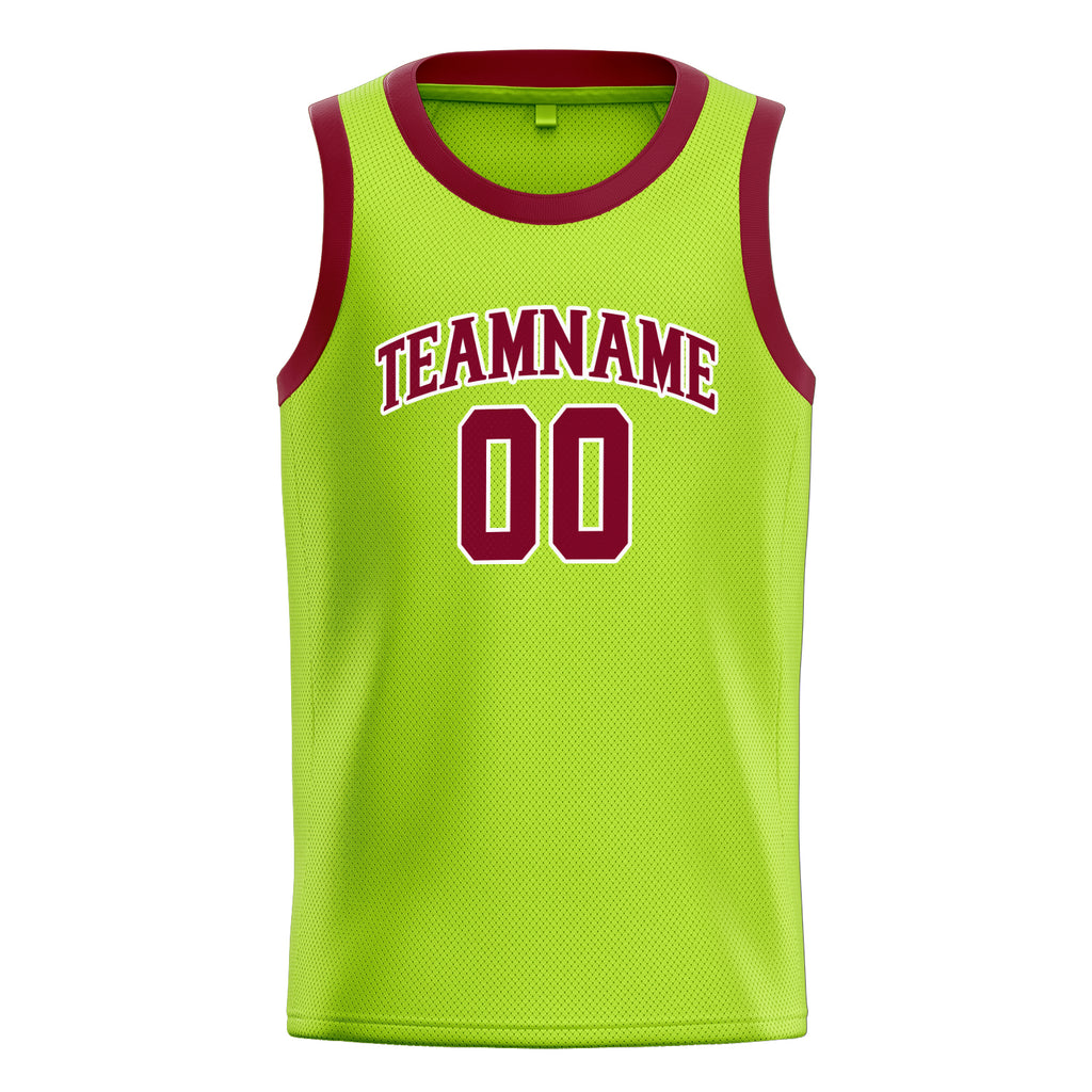 Personalized Neon Green & Maroon Solid Color Basketball Jersey