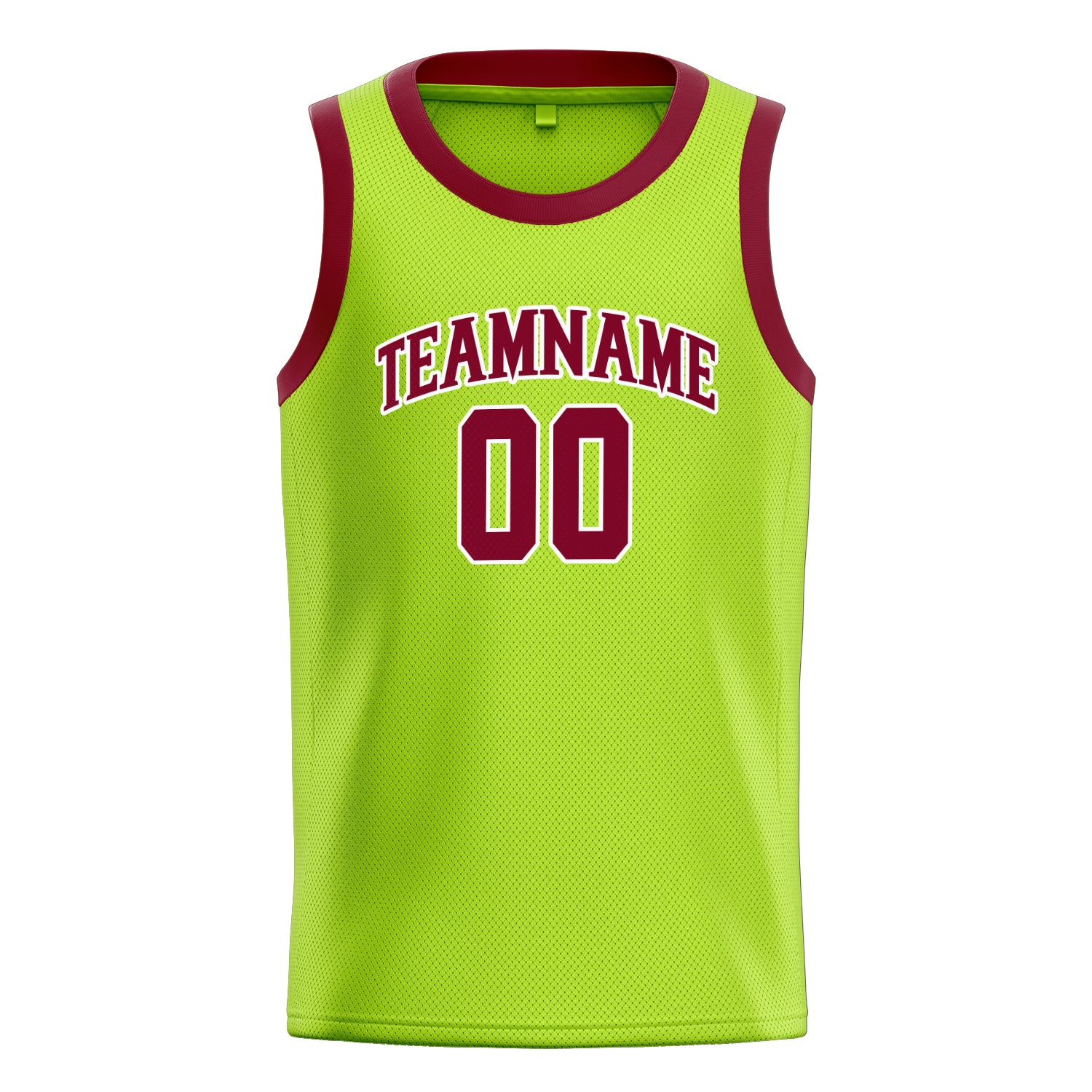 Personalized Neon Green & Maroon Solid Color Basketball Jersey