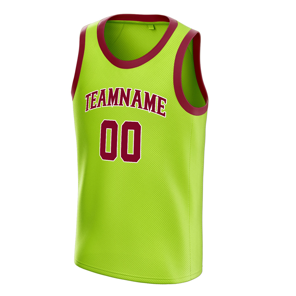 Personalized Neon Green & Maroon Solid Color Basketball Jersey