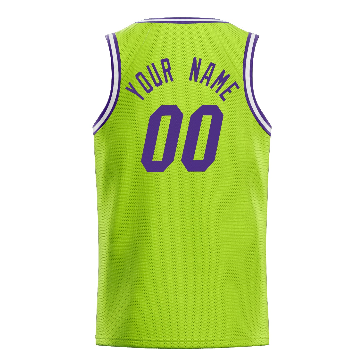 Personalized Neon Green & Purple Solid Color Basketball Jersey
