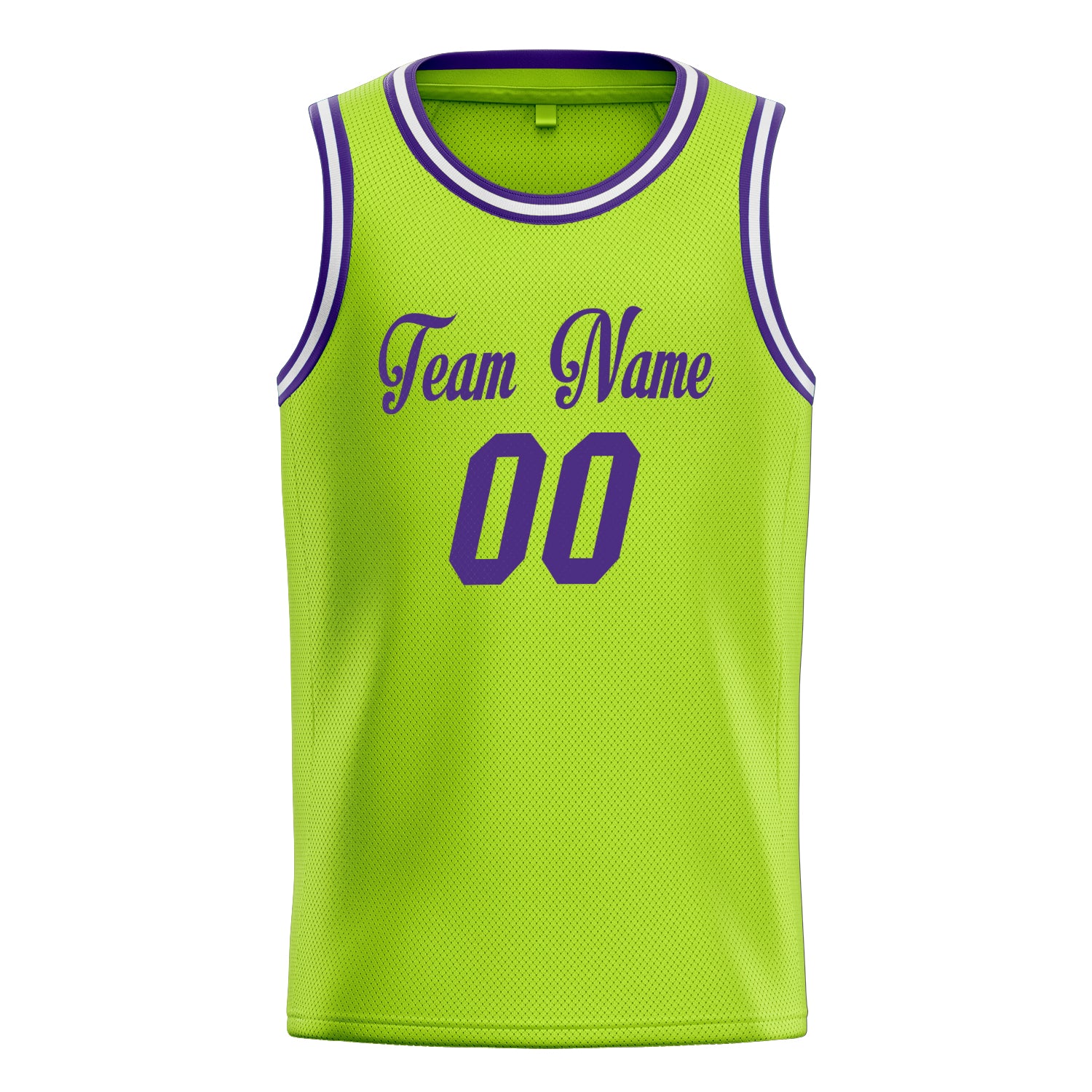 Personalized Neon Green & Purple Solid Color Basketball Jersey