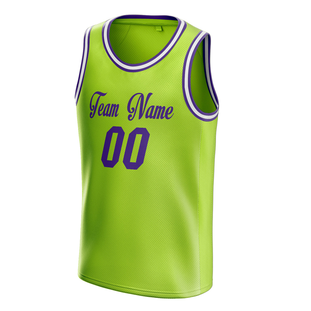 Personalized Neon Green & Purple Solid Color Basketball Jersey