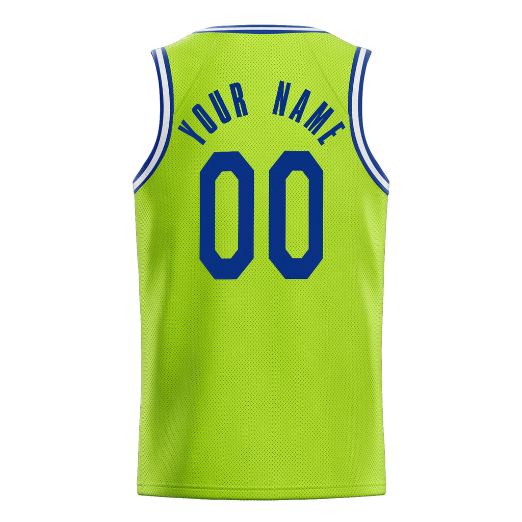 Personalized Neon Green & Royal Solid Color Basketball Jersey