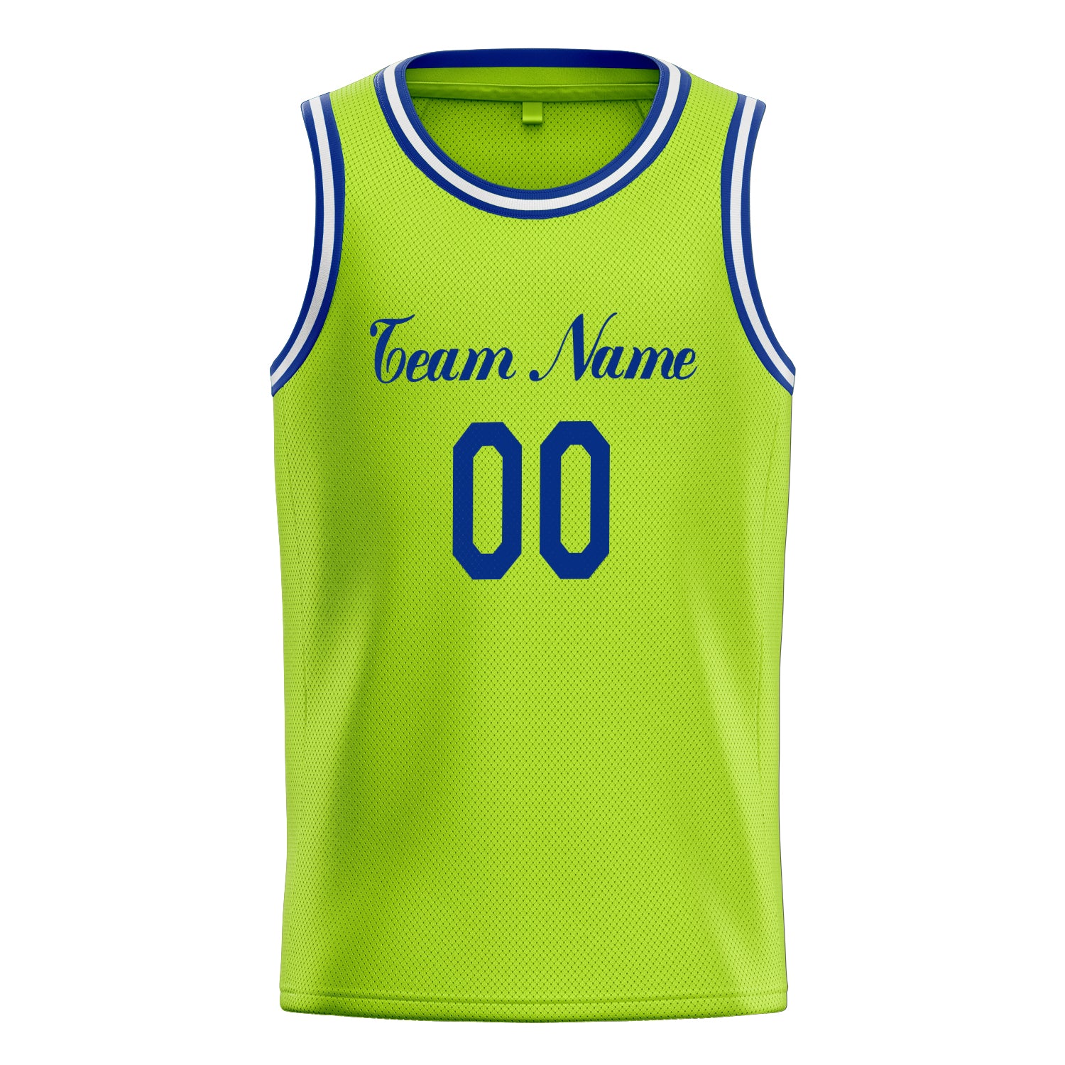Personalized Neon Green & Royal Solid Color Basketball Jersey