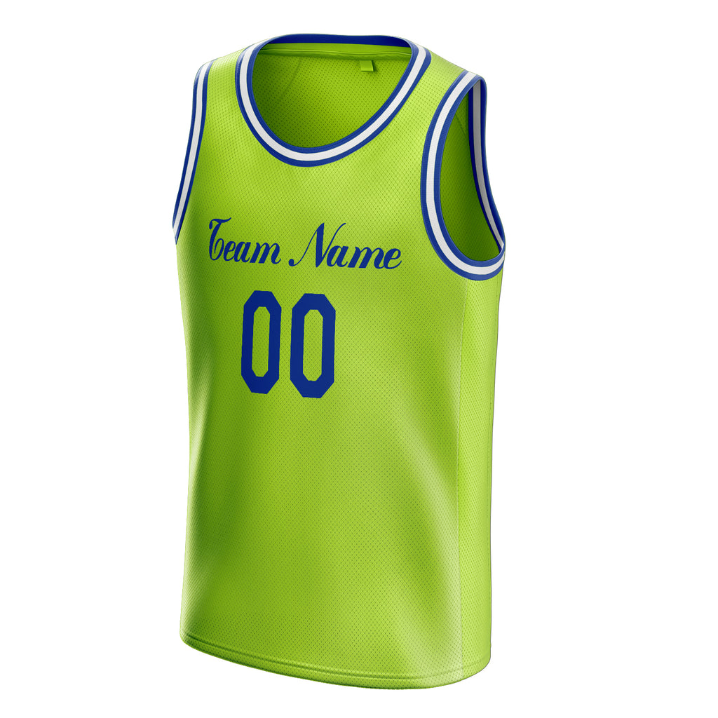 Personalized Neon Green & Royal Solid Color Basketball Jersey