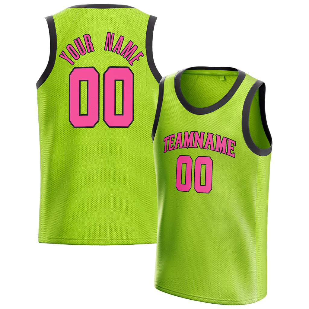 Personalized Neon Green & Pink Solid Color Basketball Jersey