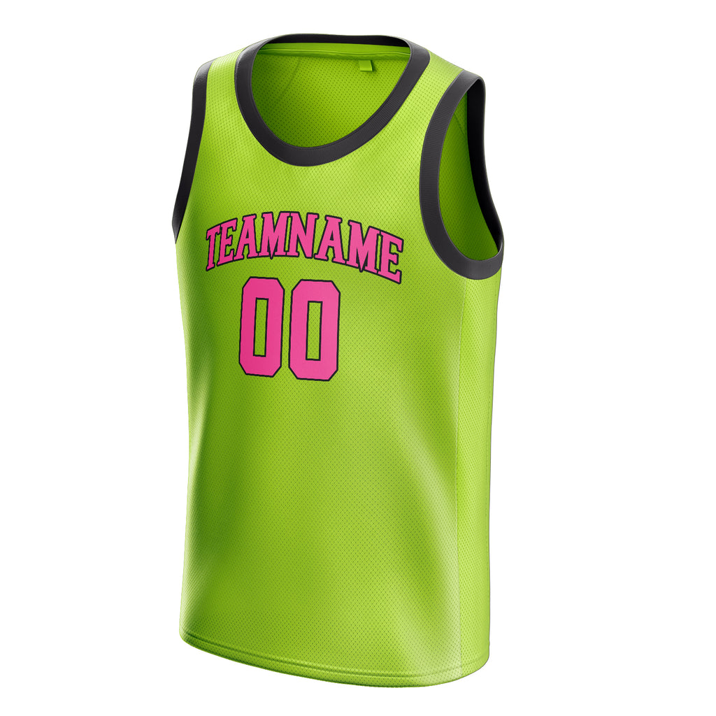 Personalized Neon Green & Pink Solid Color Basketball Jersey