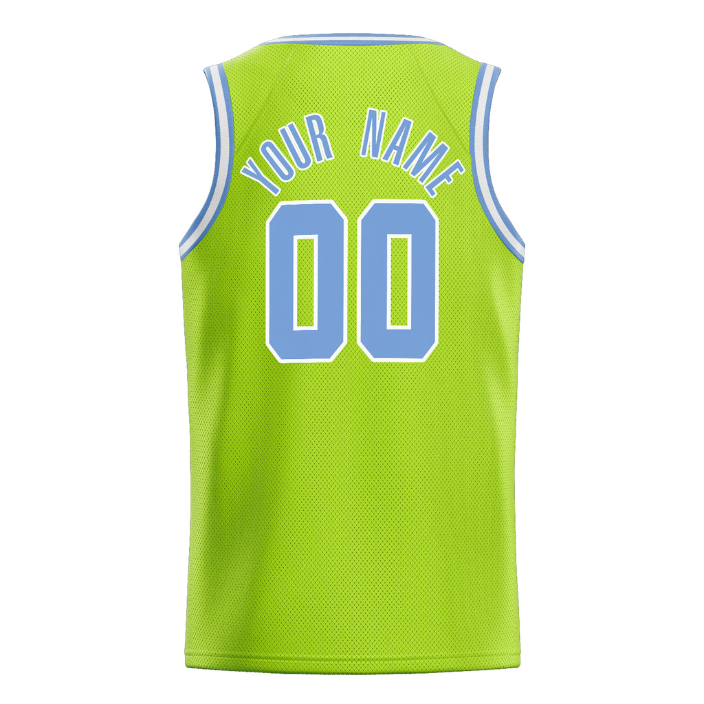 Personalized Neon Green & Light Blue Solid Color Basketball Jersey