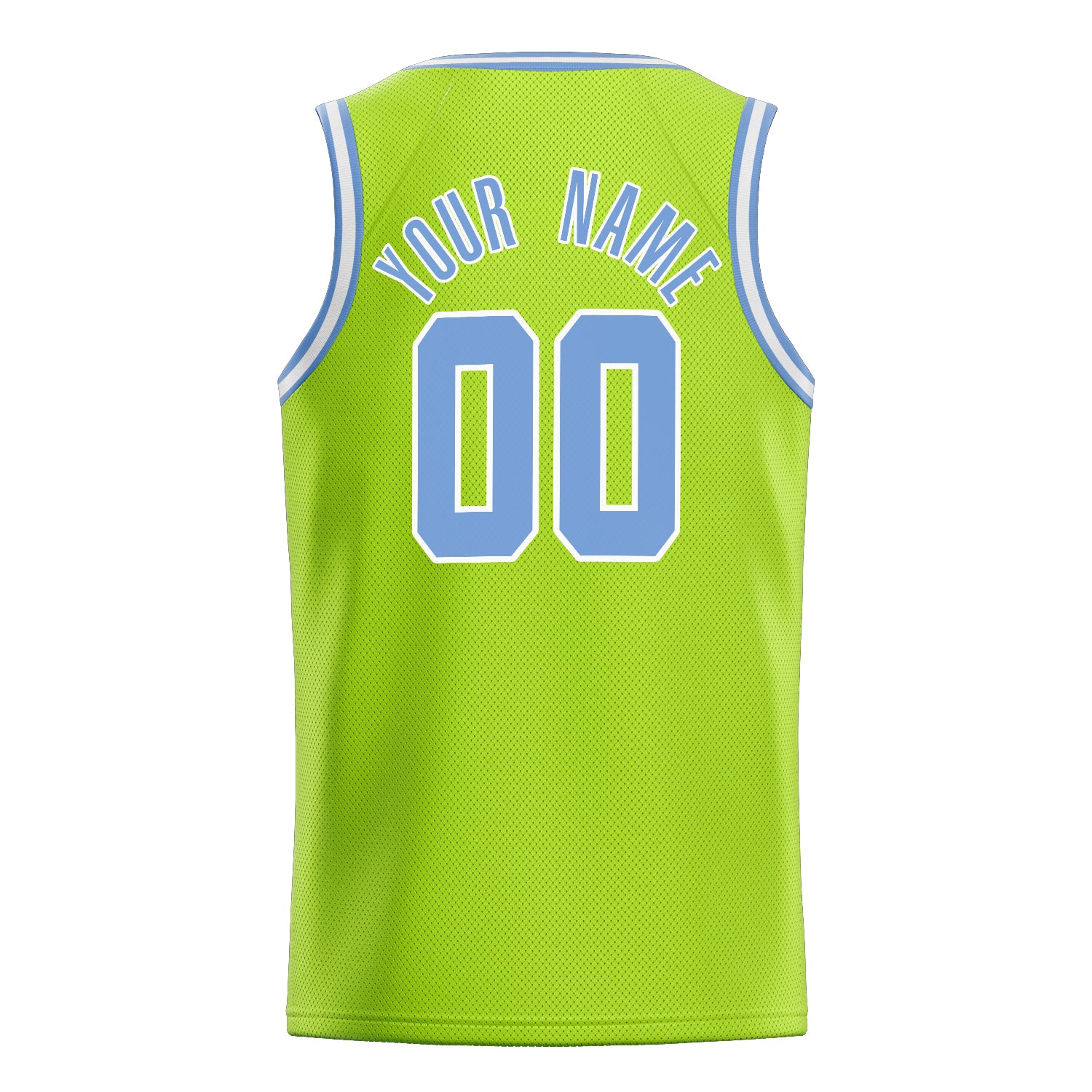 Personalized Neon Green & Light Blue Solid Color Basketball Jersey