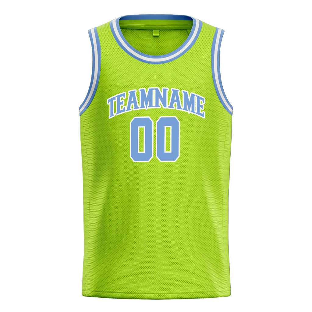 Personalized Neon Green & Light Blue Solid Color Basketball Jersey