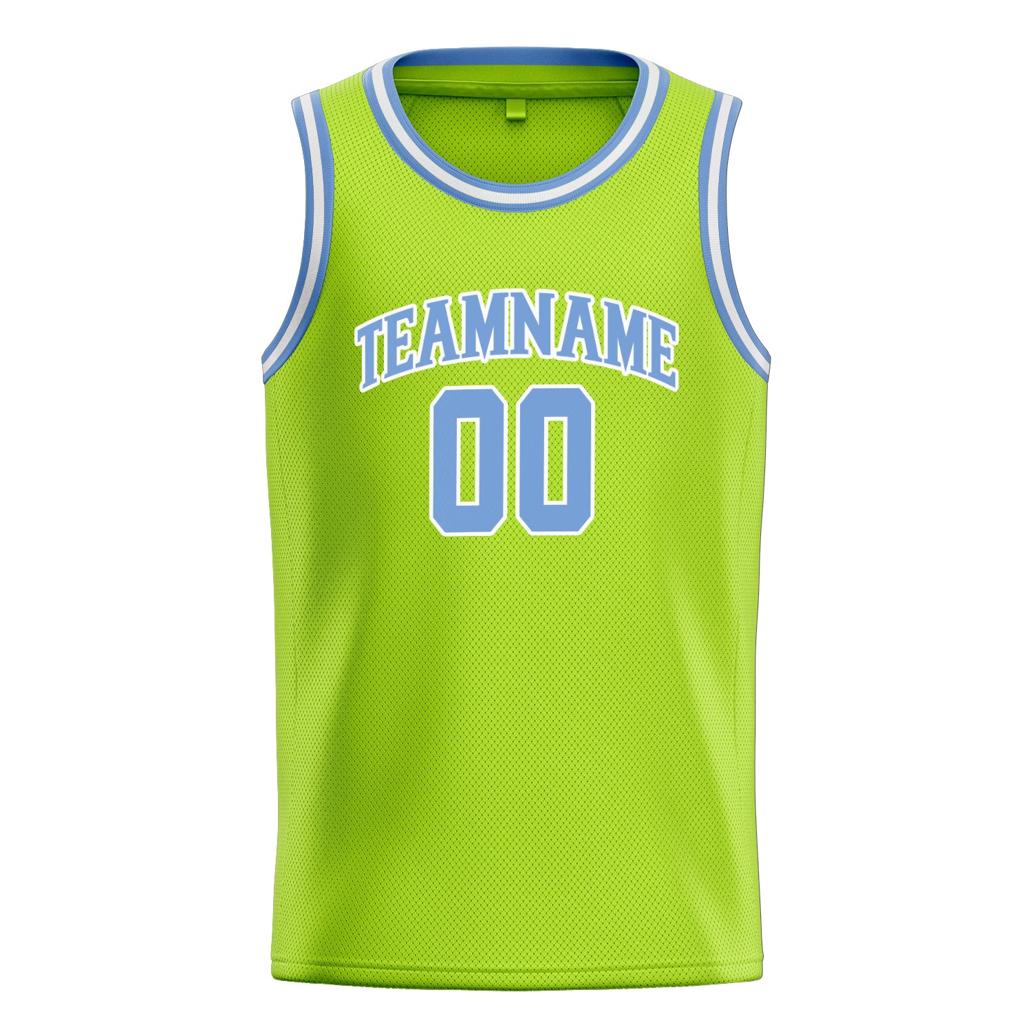Personalized Neon Green & Light Blue Solid Color Basketball Jersey