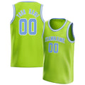 Personalized Neon Green & Light Blue Solid Color Basketball Jersey
