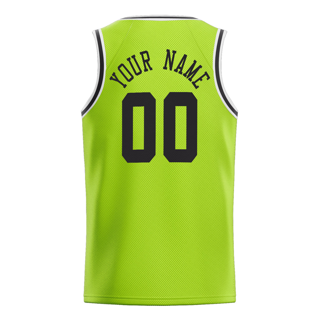 Personalized Neon Green & Black Solid Color Basketball Jersey