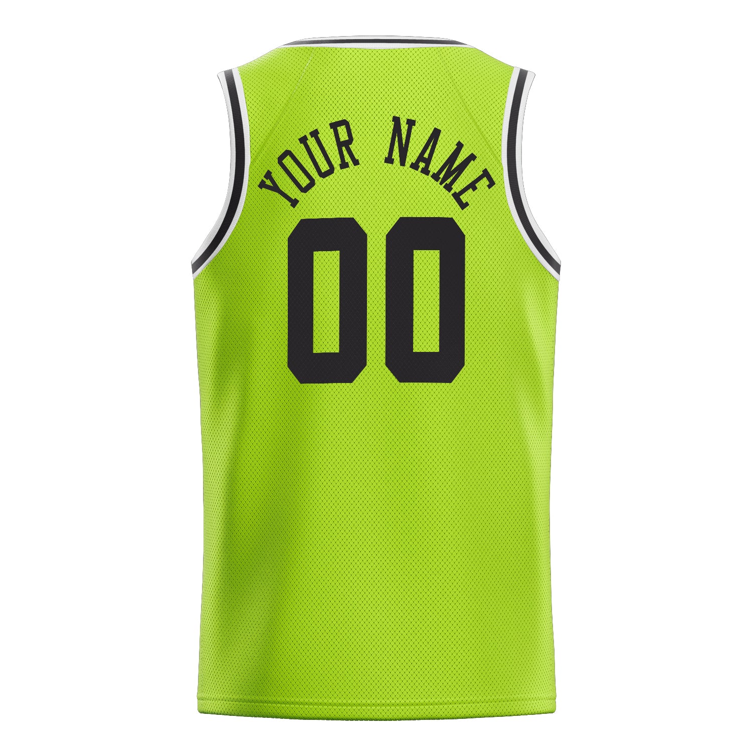 Personalized Neon Green & Black Solid Color Basketball Jersey