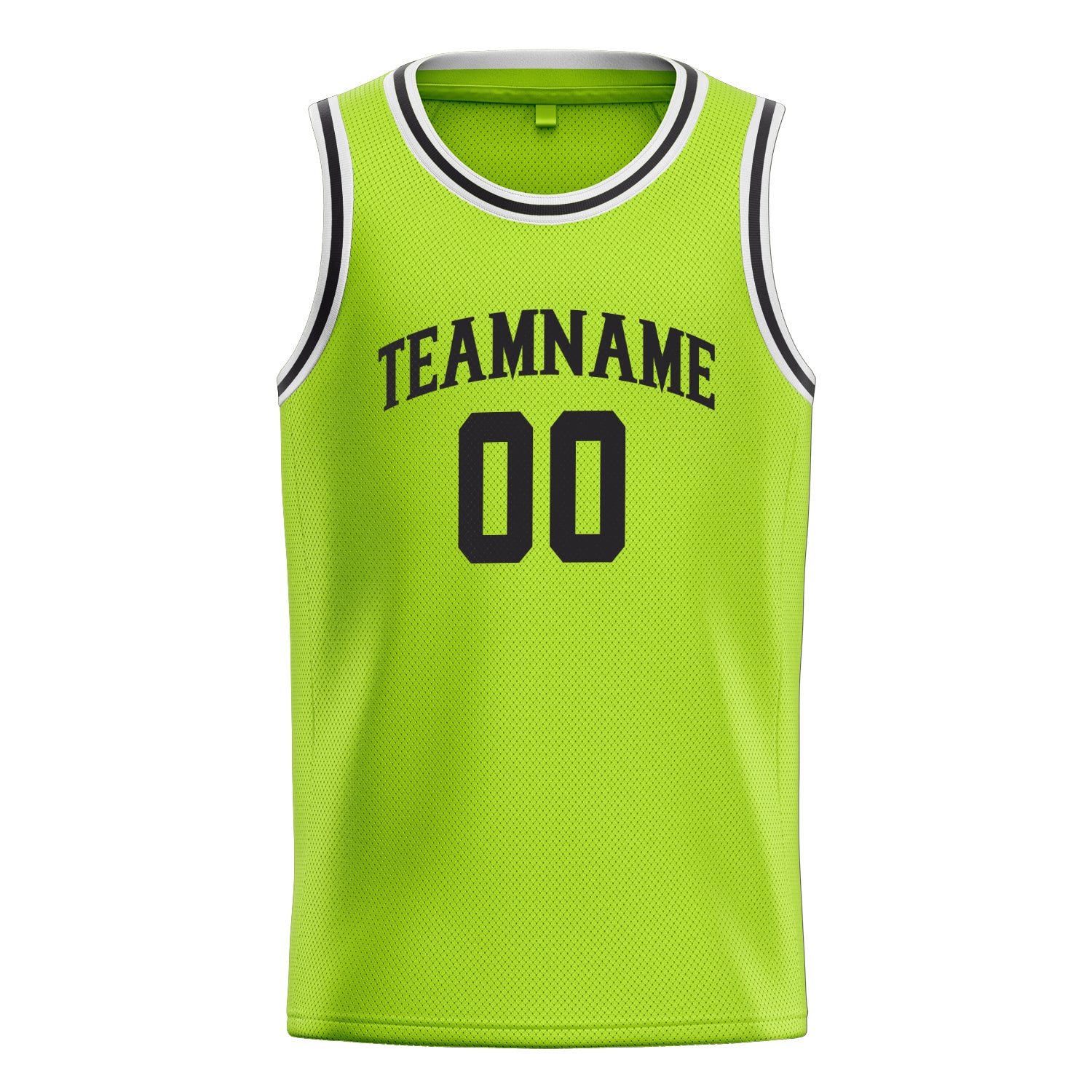 Personalized Neon Green & Black Solid Color Basketball Jersey
