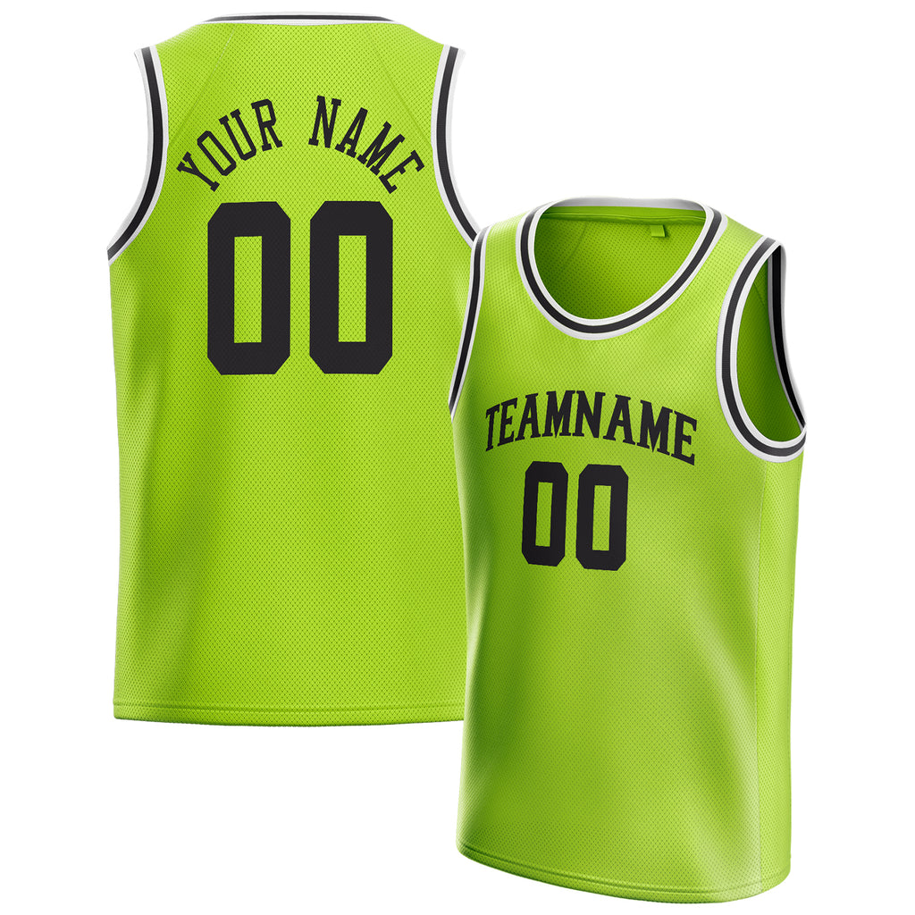 Personalized Neon Green & Black Solid Color Basketball Jersey