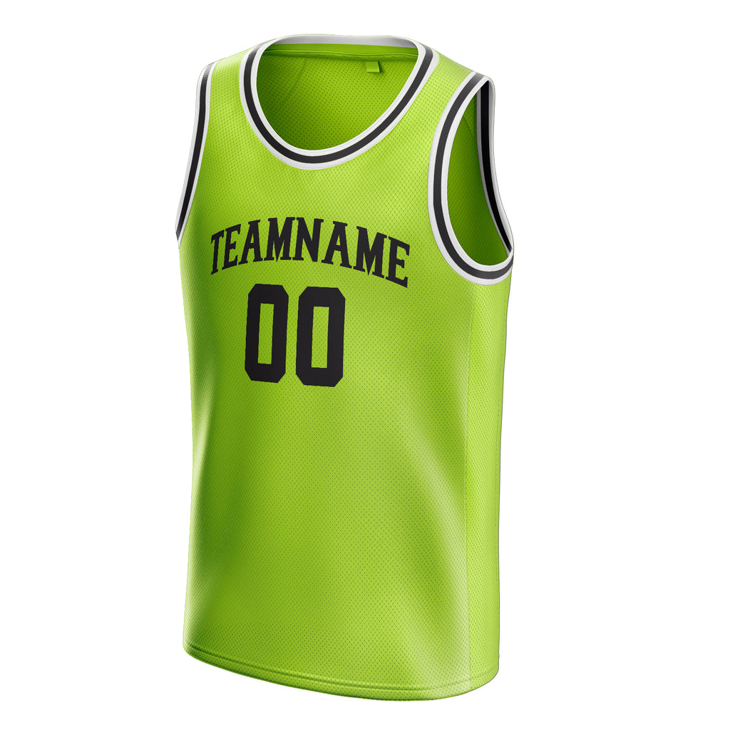 Personalized Neon Green & Black Solid Color Basketball Jersey