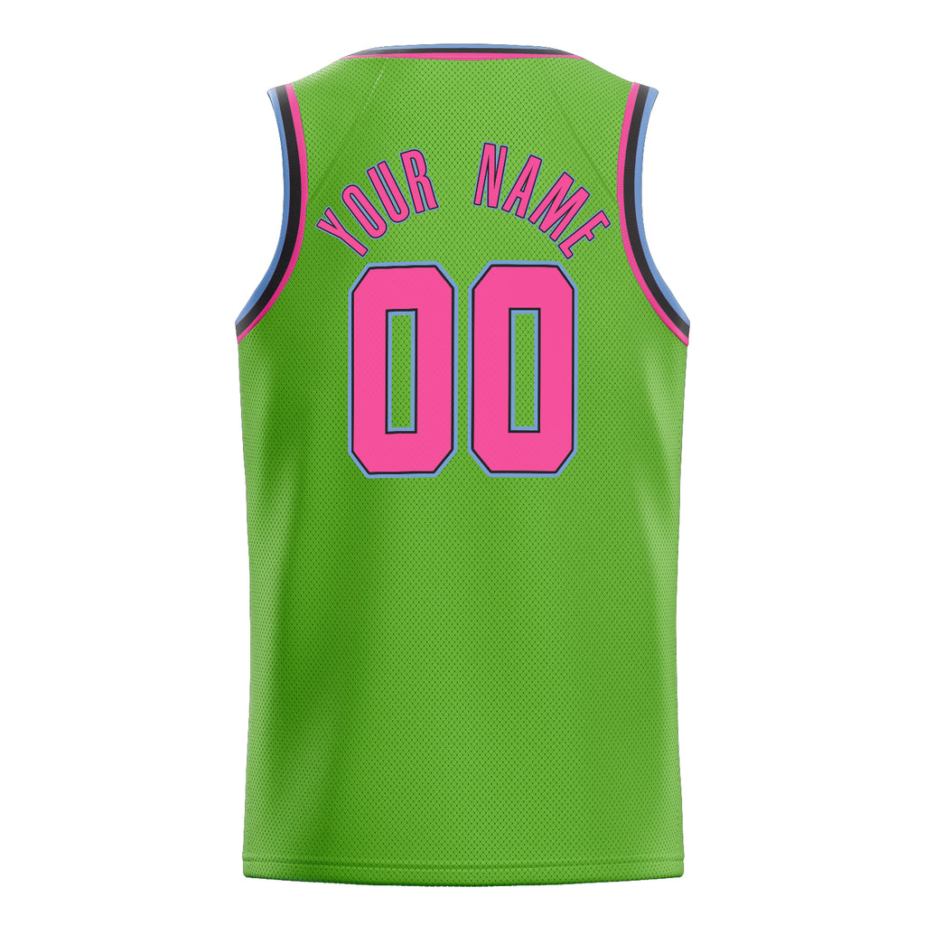 Personalized Neon Green & Pink Solid Color Basketball Jersey