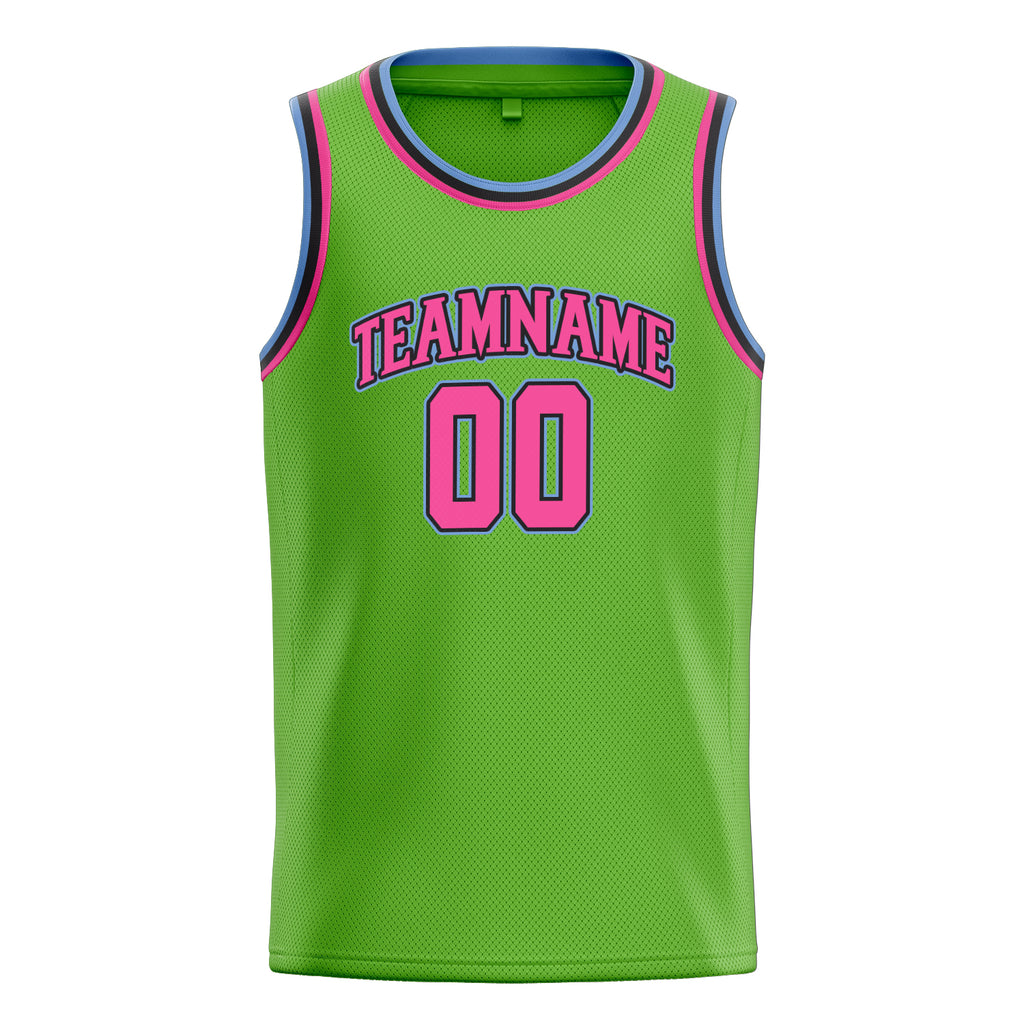 Personalized Neon Green & Pink Solid Color Basketball Jersey