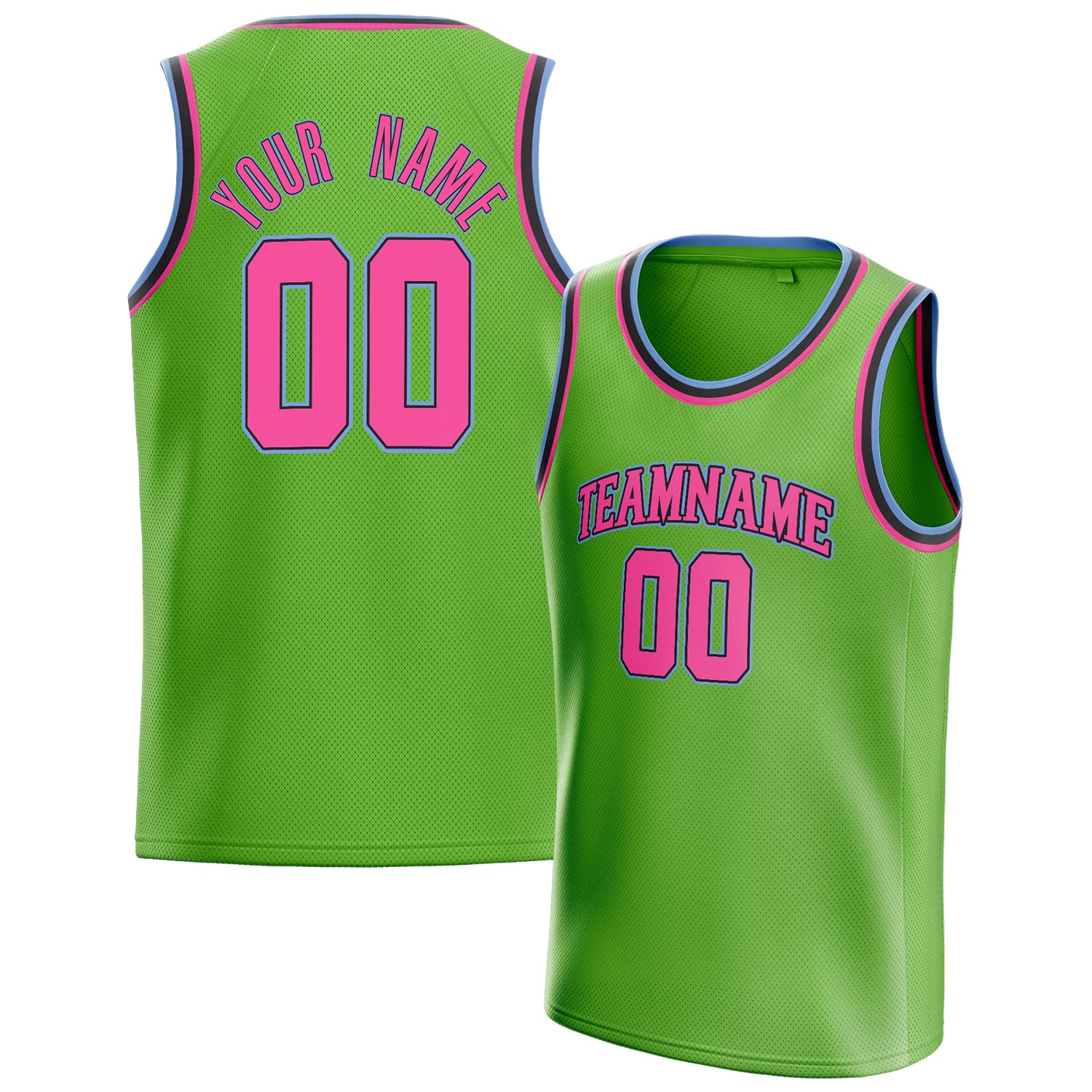 Personalized Neon Green & Pink Solid Color Basketball Jersey