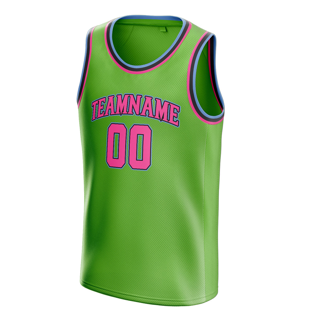 Personalized Neon Green & Pink Solid Color Basketball Jersey