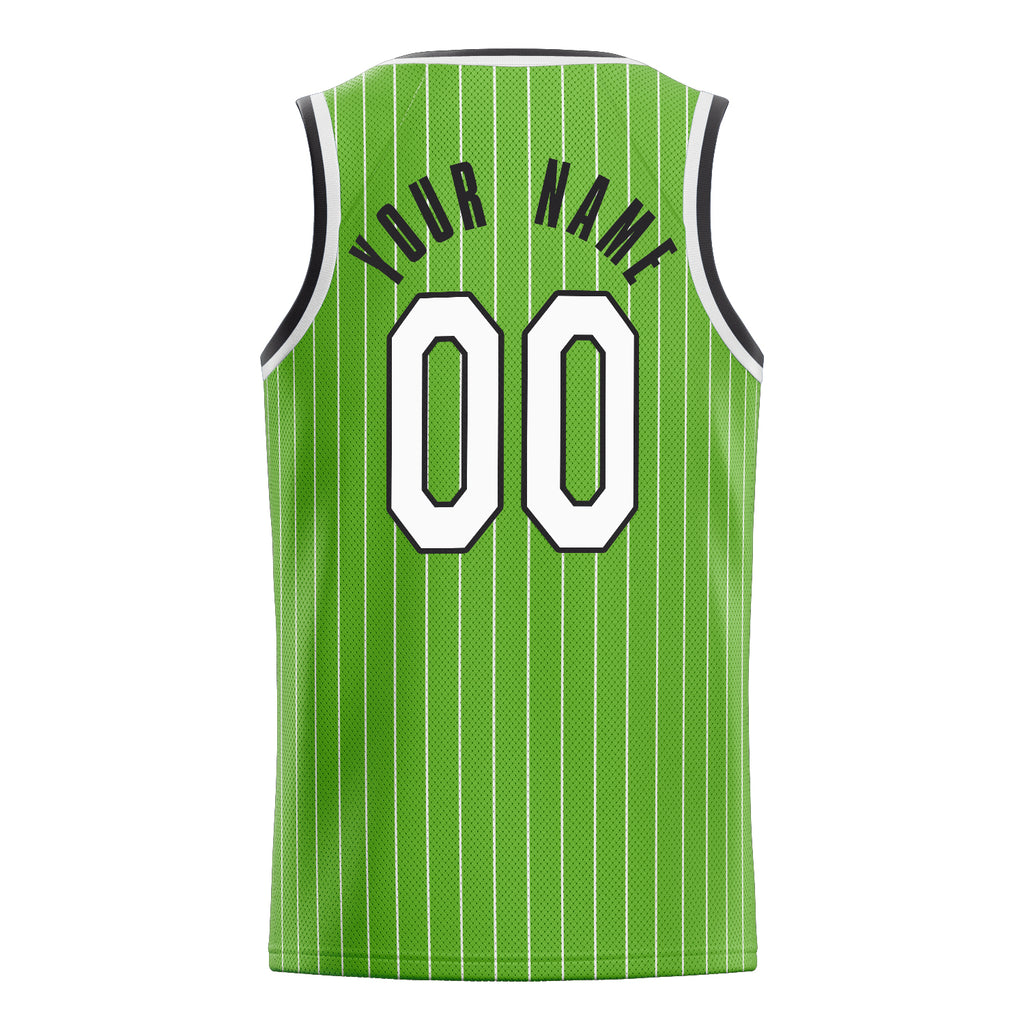 Personalized Neon Green & White Pinstripe Basketball Jersey