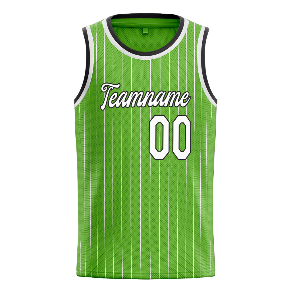Personalized Neon Green & White Pinstripe Basketball Jersey