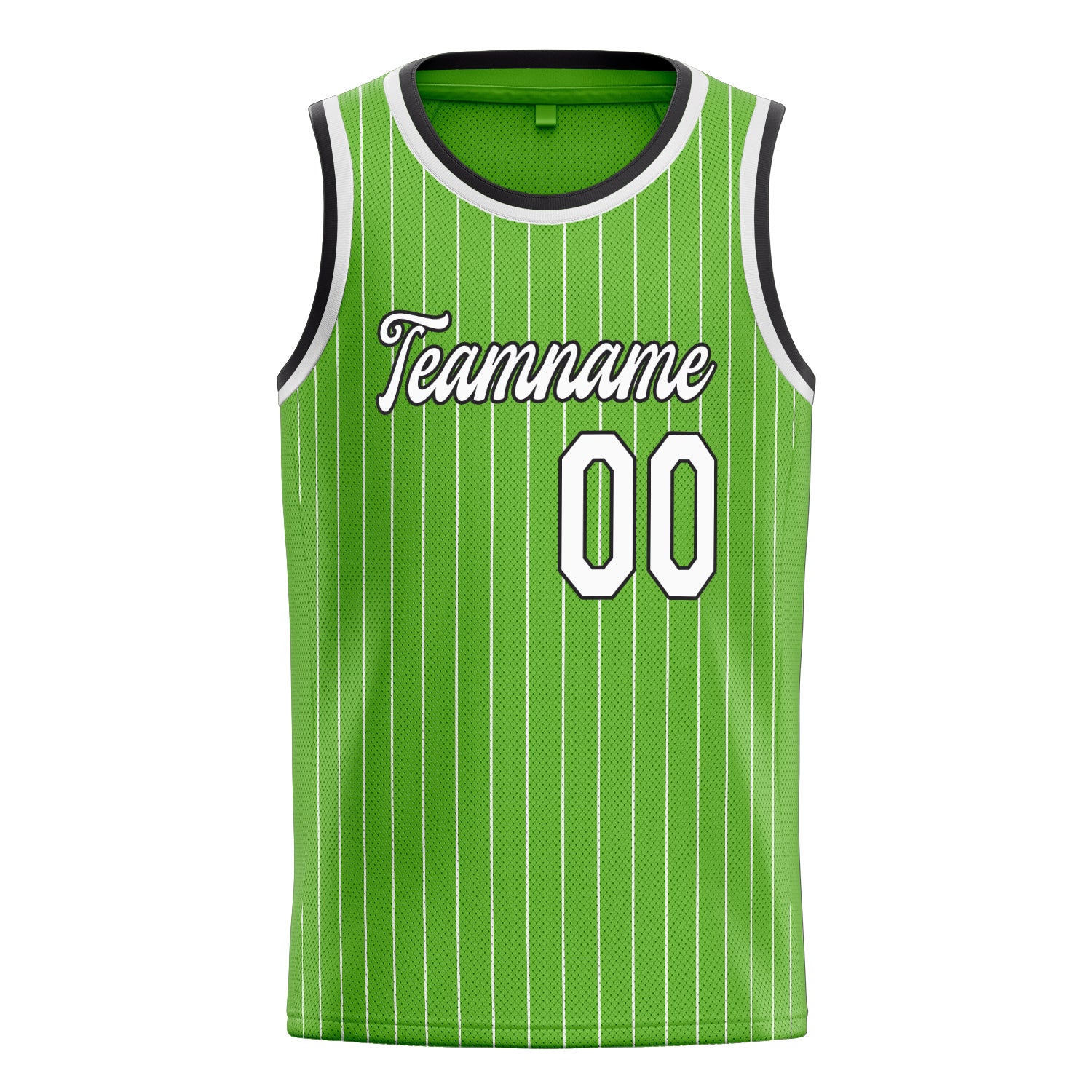 Personalized Neon Green & White Pinstripe Basketball Jersey