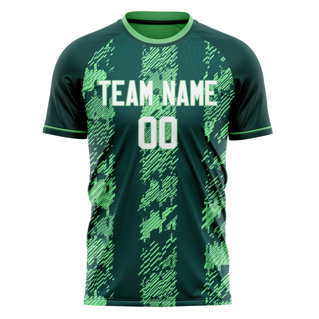 Personalized Dark Green & Green Pattern Soccer Jersey