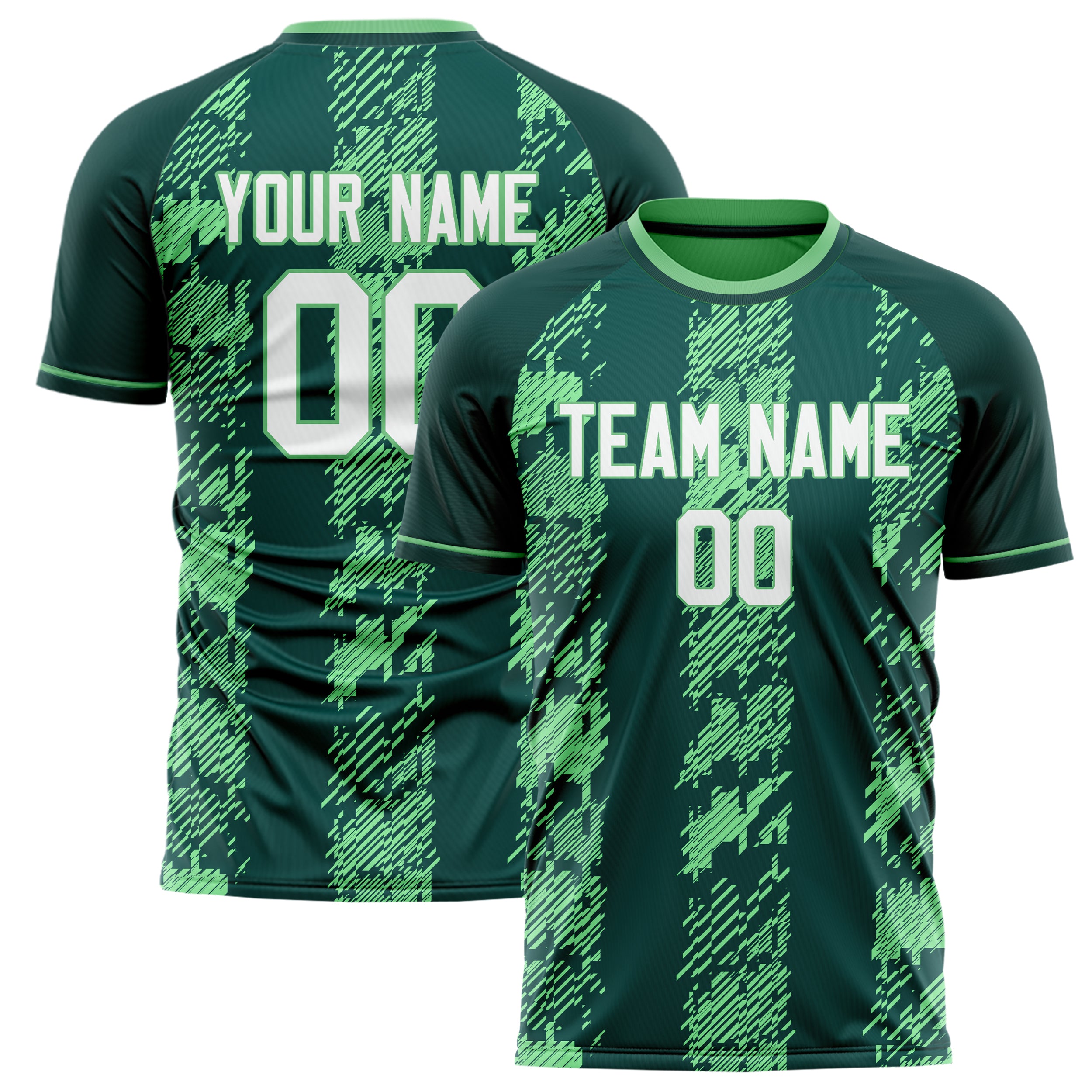 Personalized Dark Green & Green Pattern Soccer Jersey