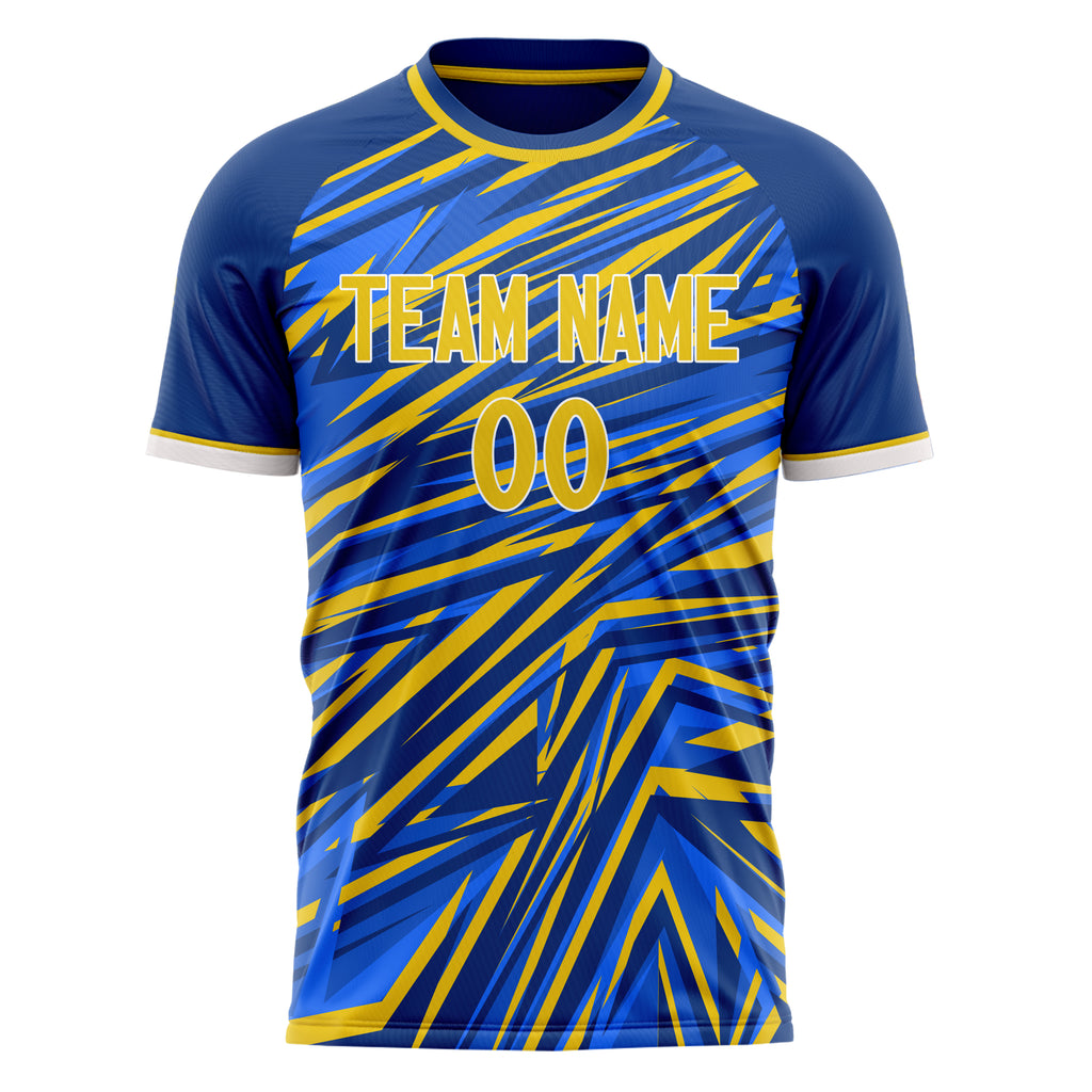 Personalized Blue & Gold Pattern Soccer Jersey