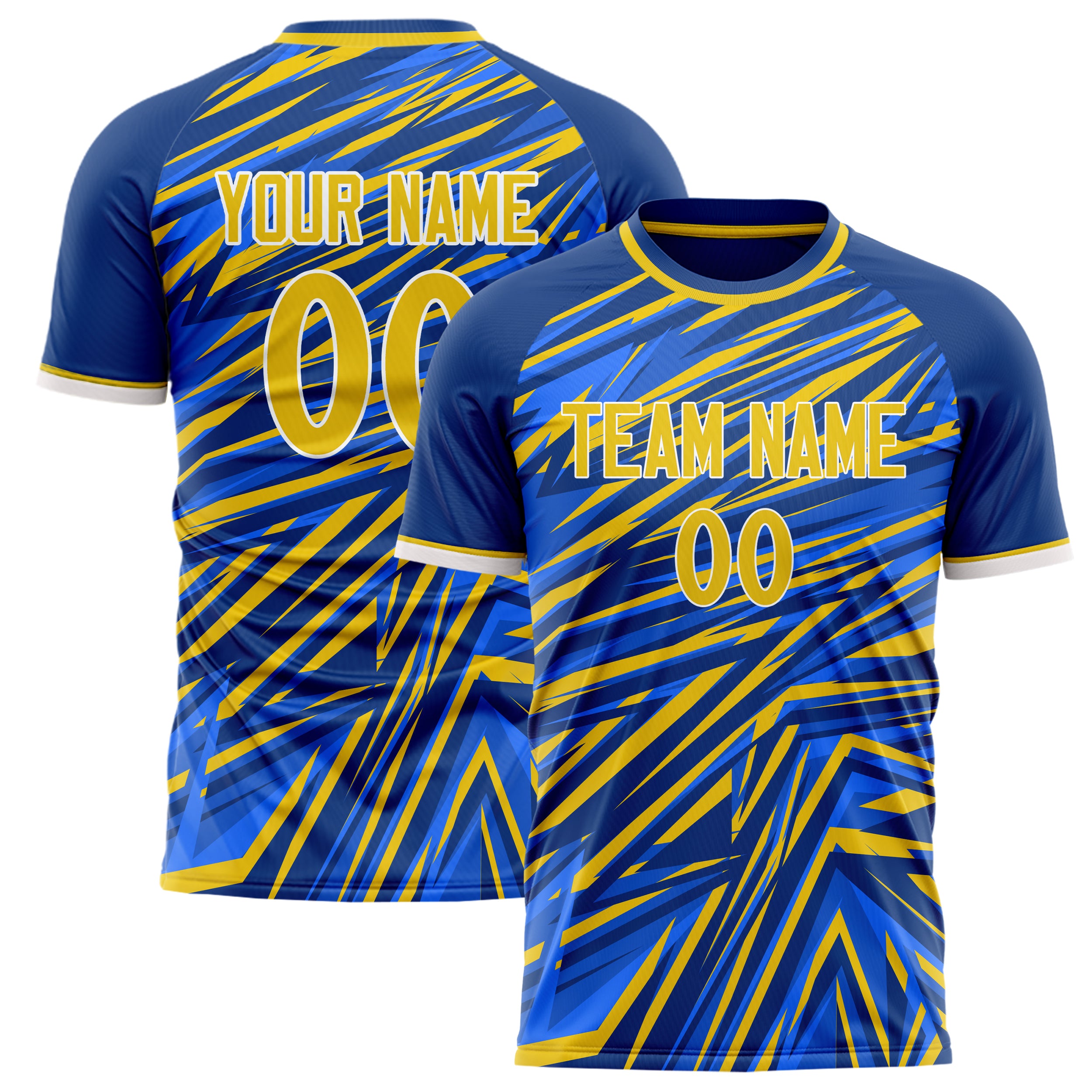 Personalized Blue & Gold Pattern Soccer Jersey
