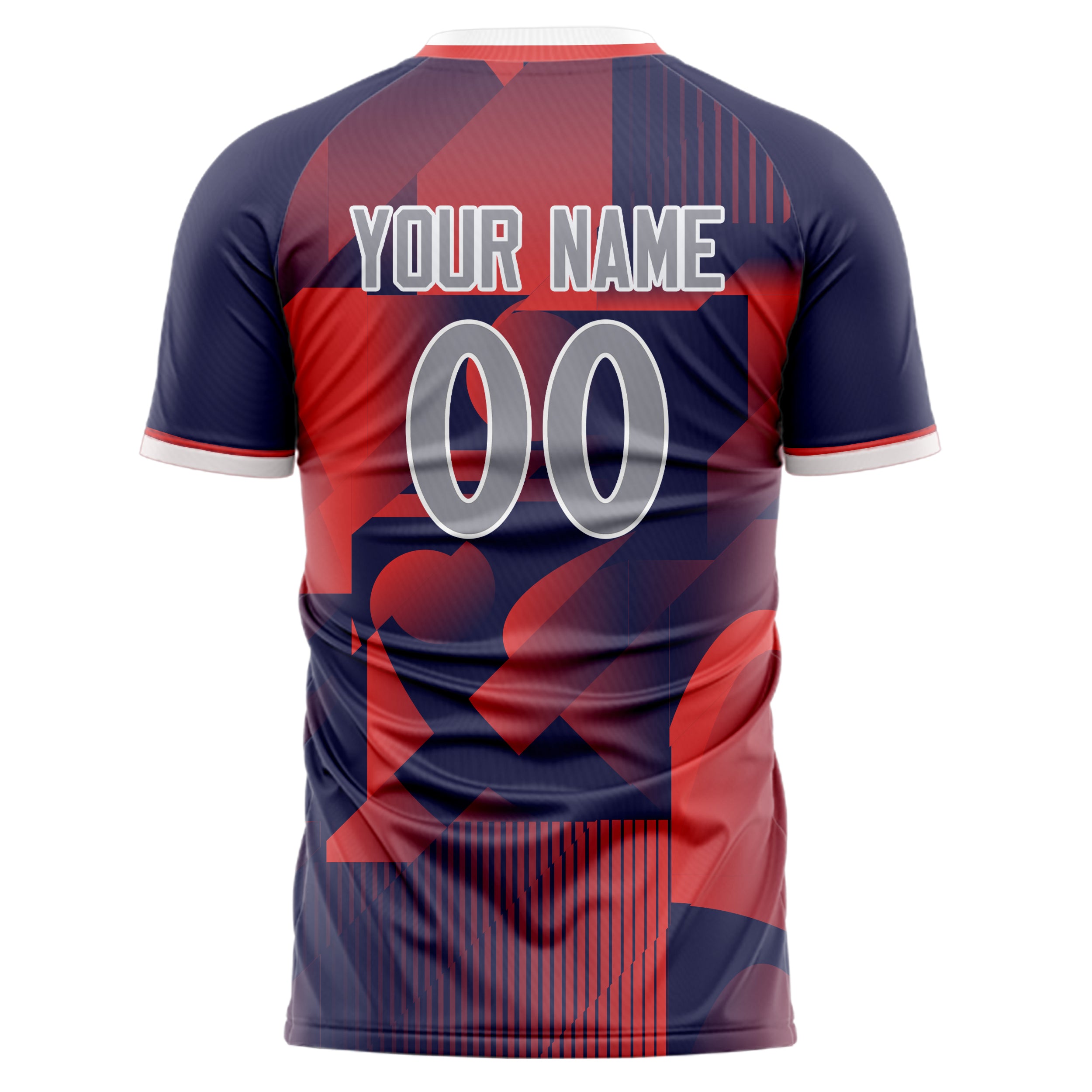 Personalized Navy & Red Pattern Soccer Jersey