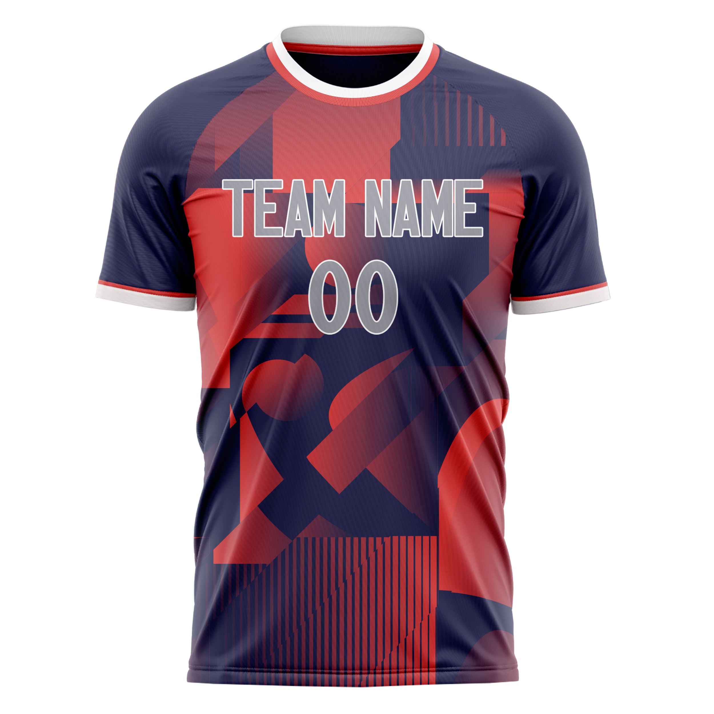 Personalized Navy & Red Pattern Soccer Jersey