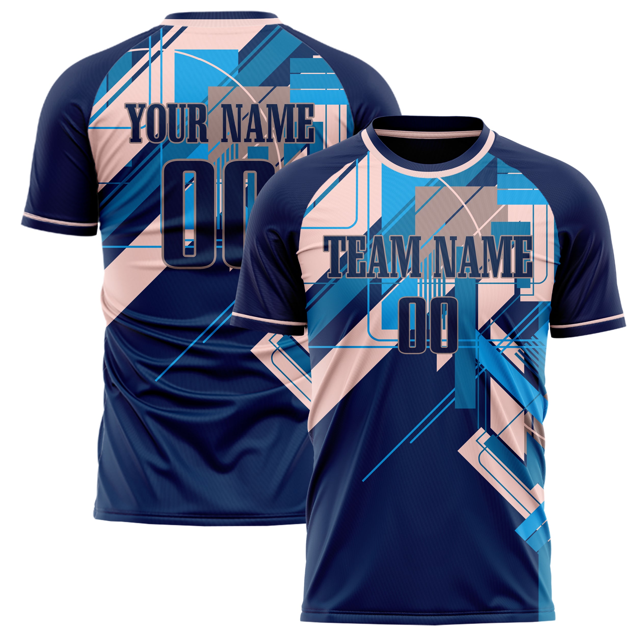 Personalized Navy & Pink Pattern Soccer Jersey