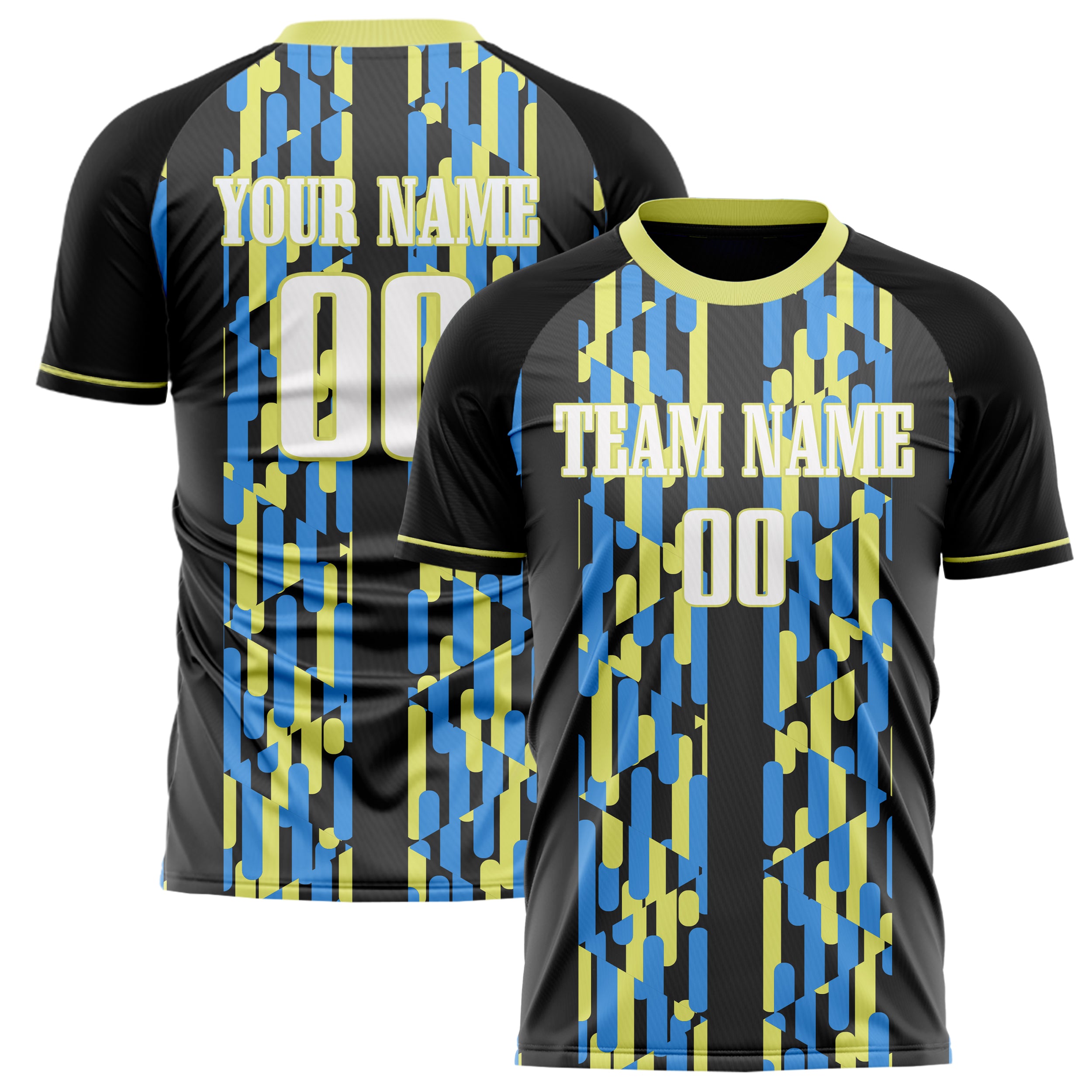 Personalized Gray & Yellow Pattern Soccer Jersey