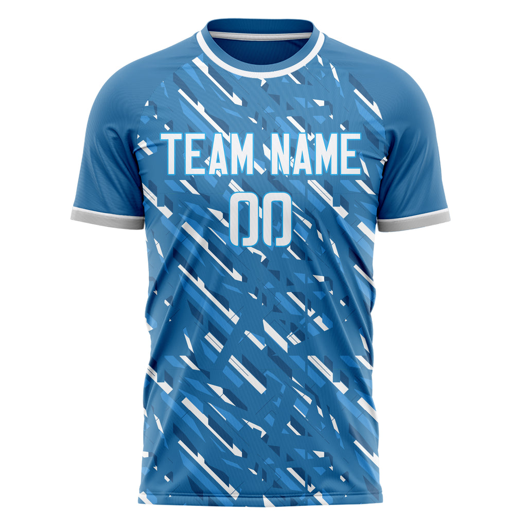 Personalized Blue & White Pattern Soccer Jersey