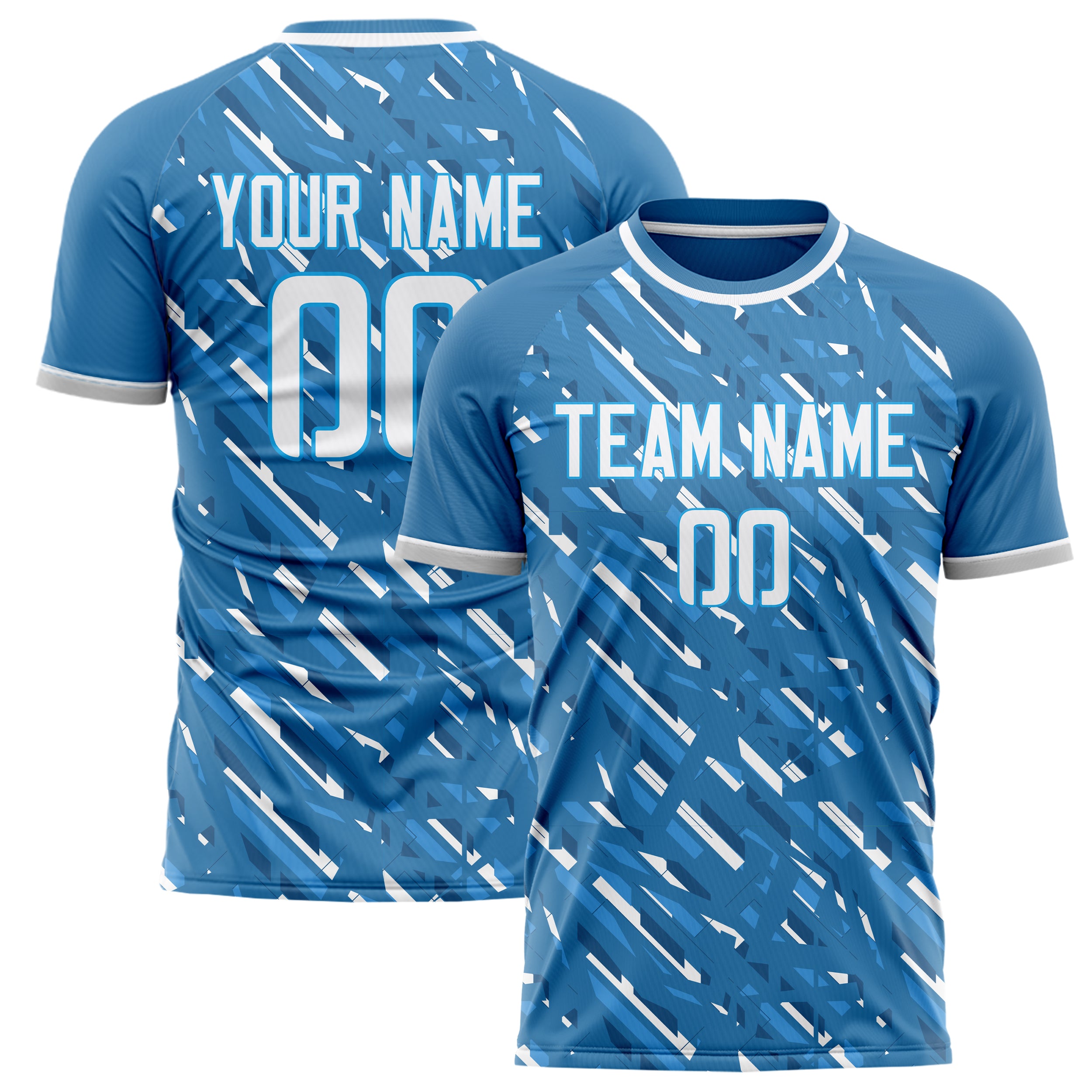 Personalized Blue & White Pattern Soccer Jersey