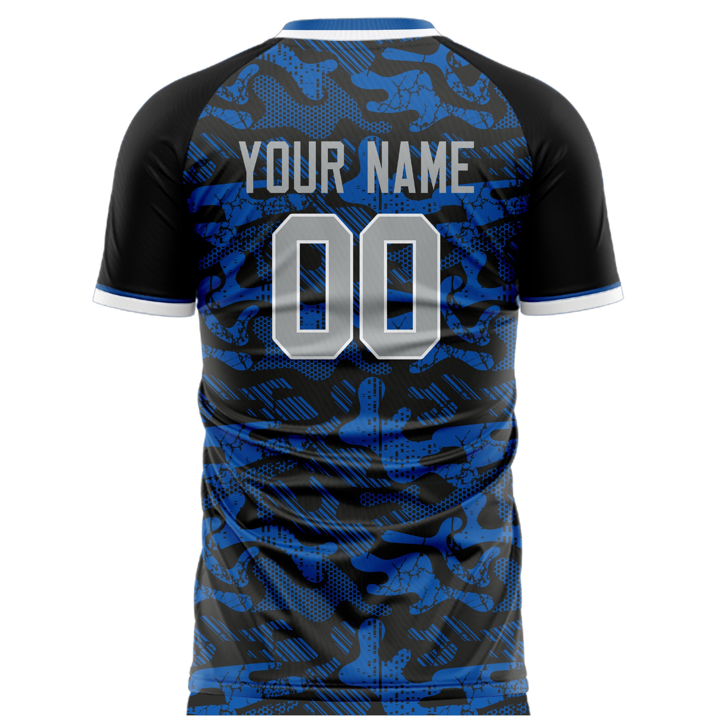 Personalized Blue & Black Pattern Soccer Jersey