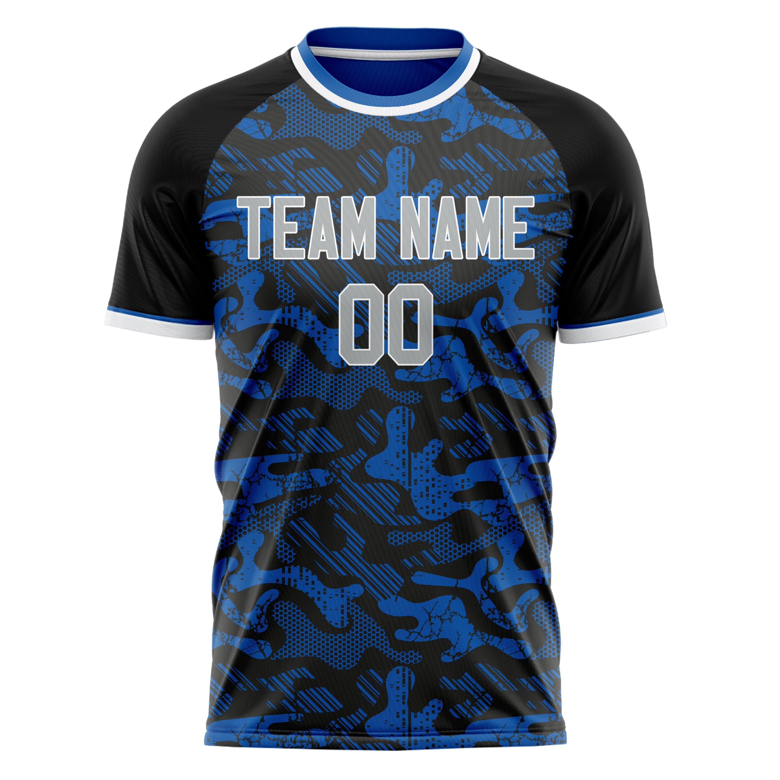 Personalized Blue & Black Pattern Soccer Jersey