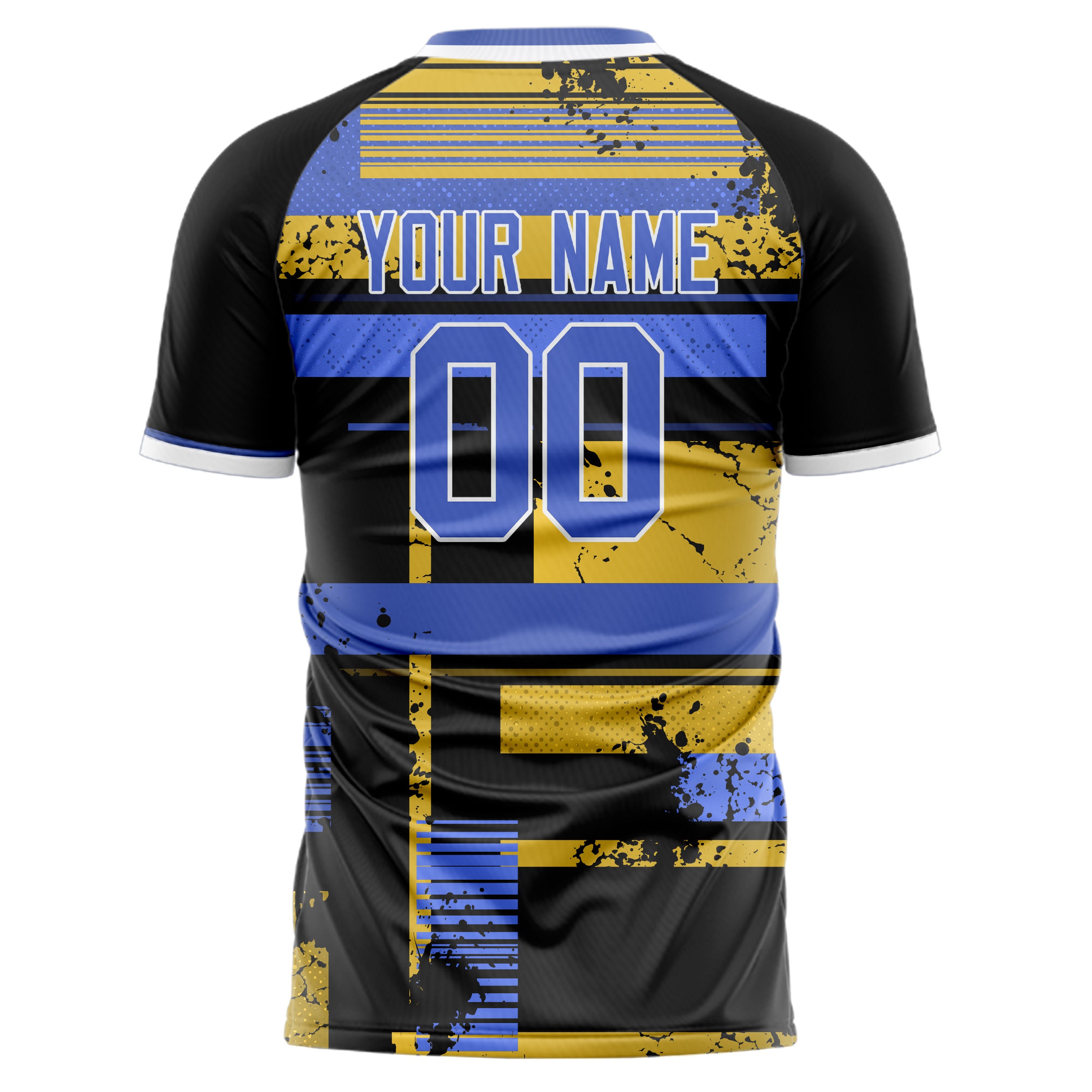 Personalized Black & Blue Pattern Soccer Jersey