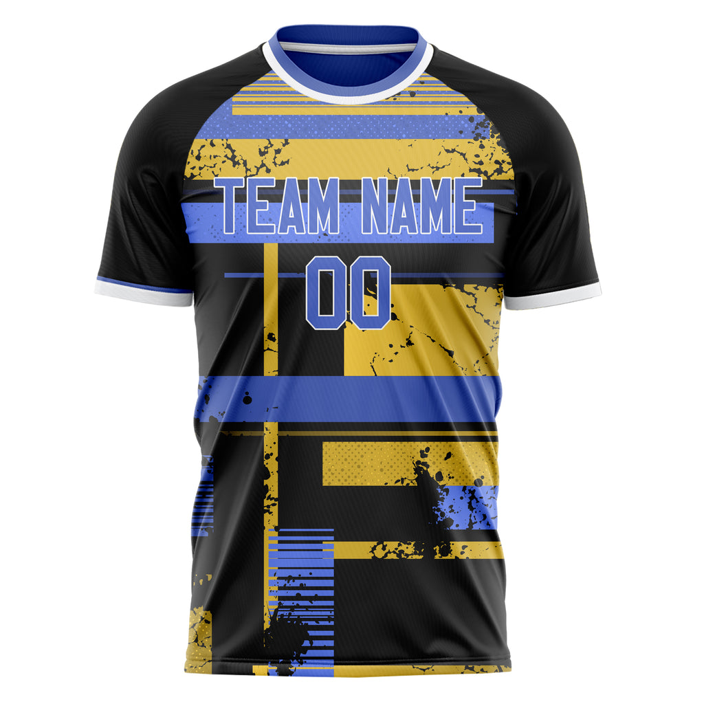 Personalized Black & Blue Pattern Soccer Jersey