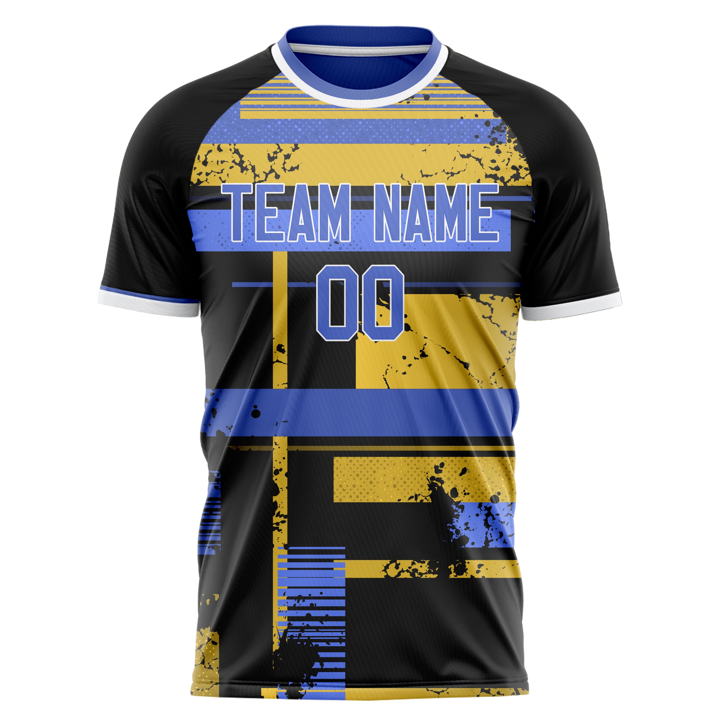 Personalized Black & Blue Pattern Soccer Jersey