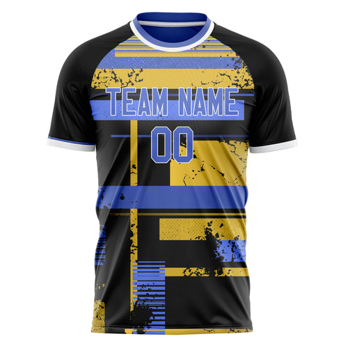 Personalized Black & Blue Pattern Soccer Jersey