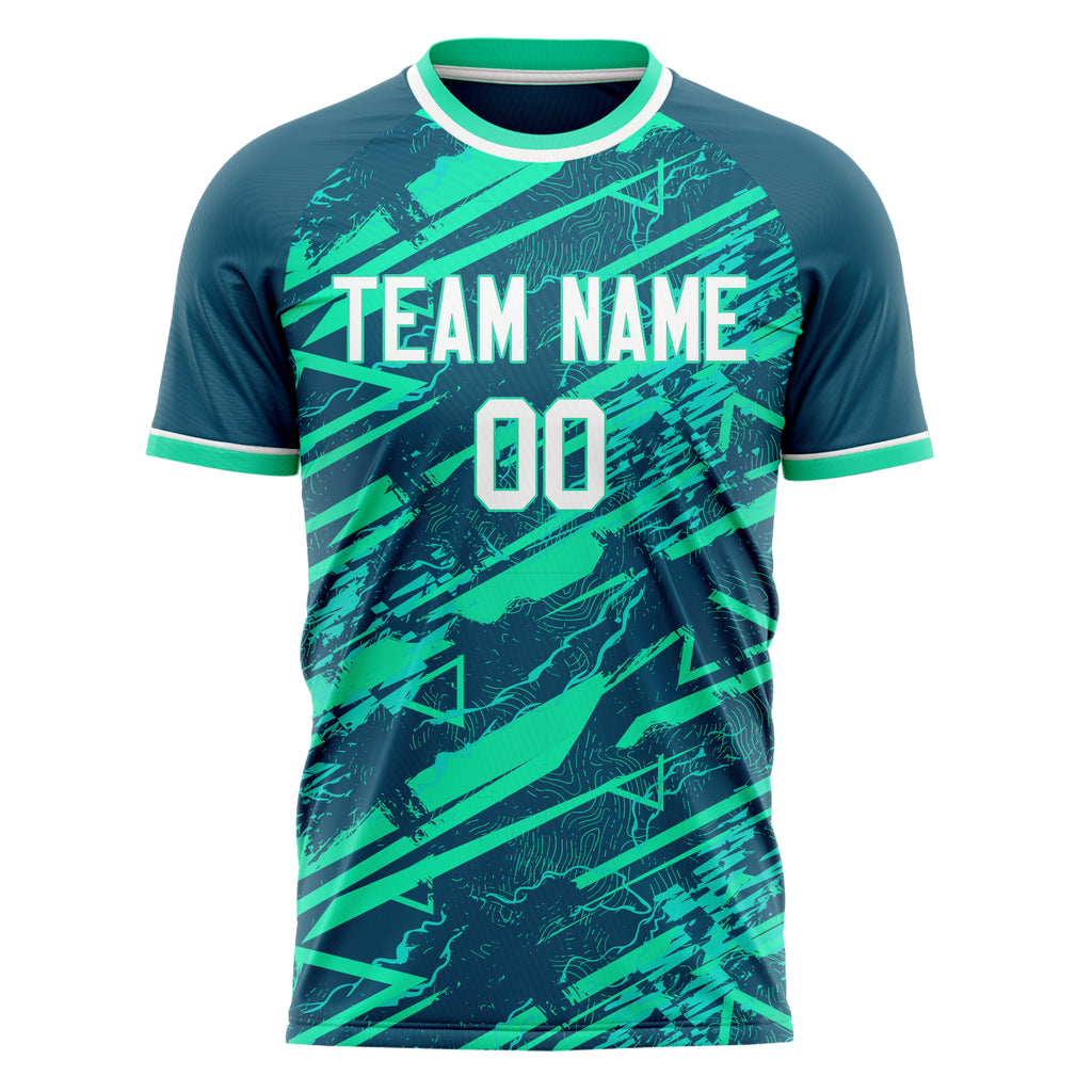 Personalized Teal & White Pattern Soccer Jersey
