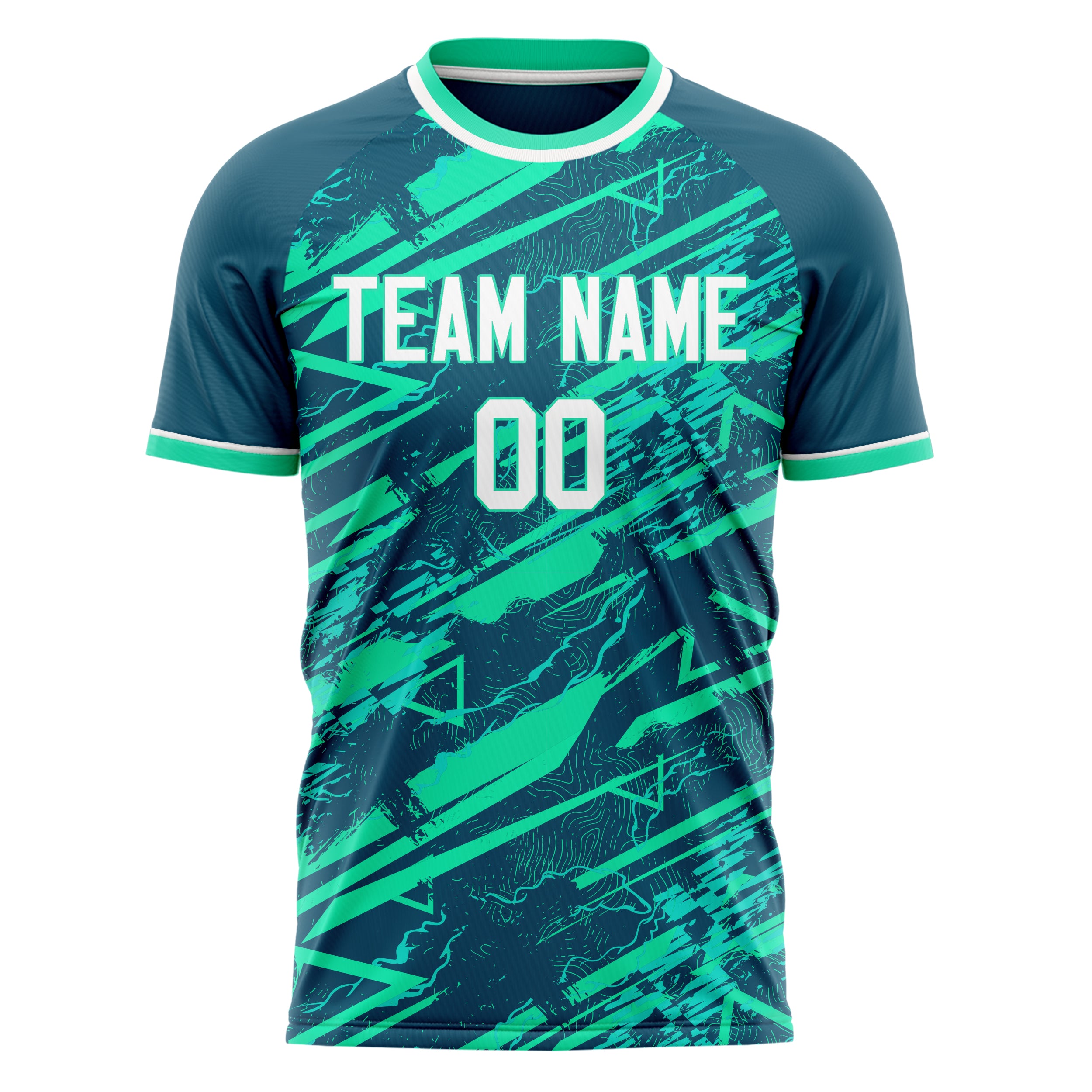 Personalized Teal & White Pattern Soccer Jersey