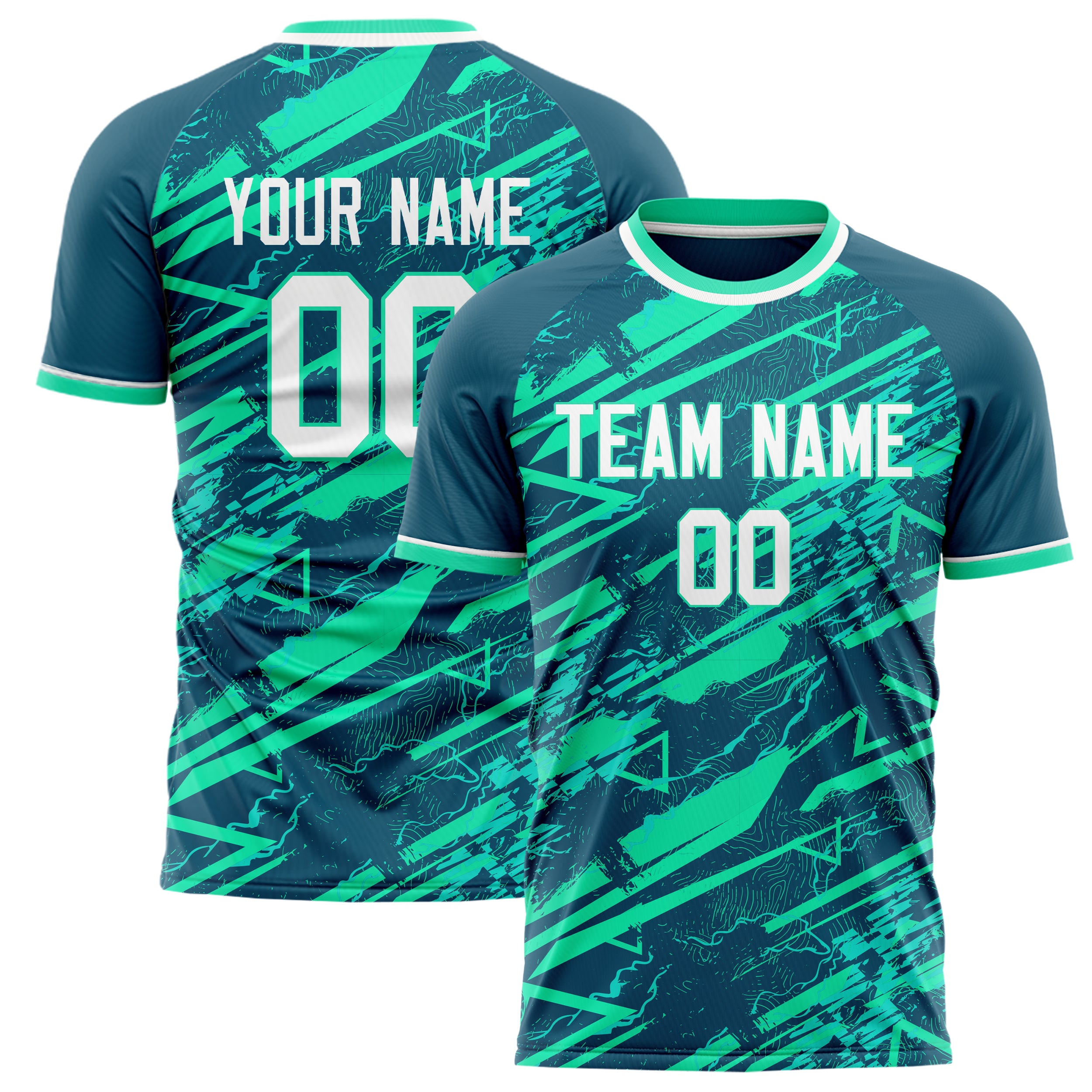 Personalized Teal & White Pattern Soccer Jersey