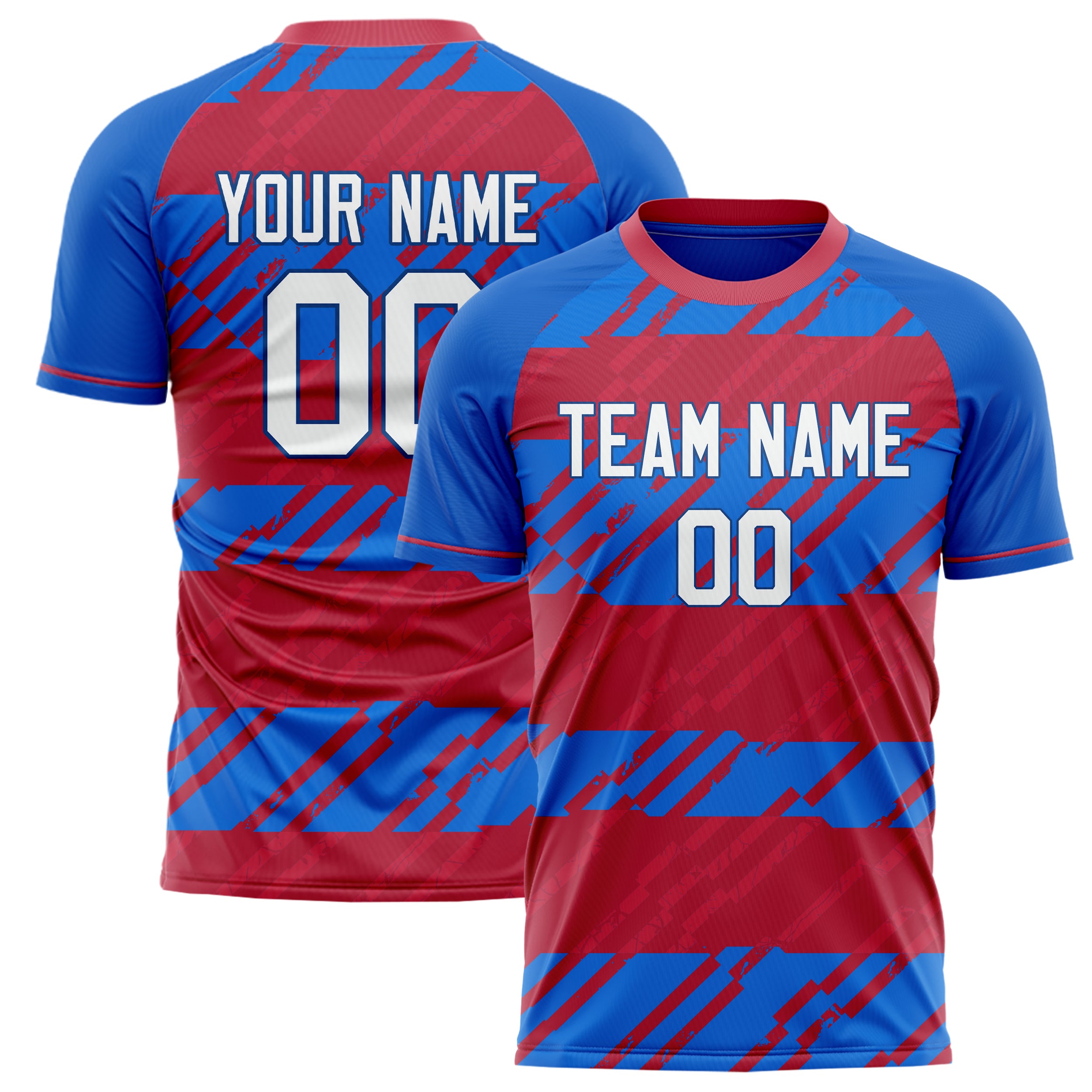 Personalized Royal & Red Pattern Soccer Jersey